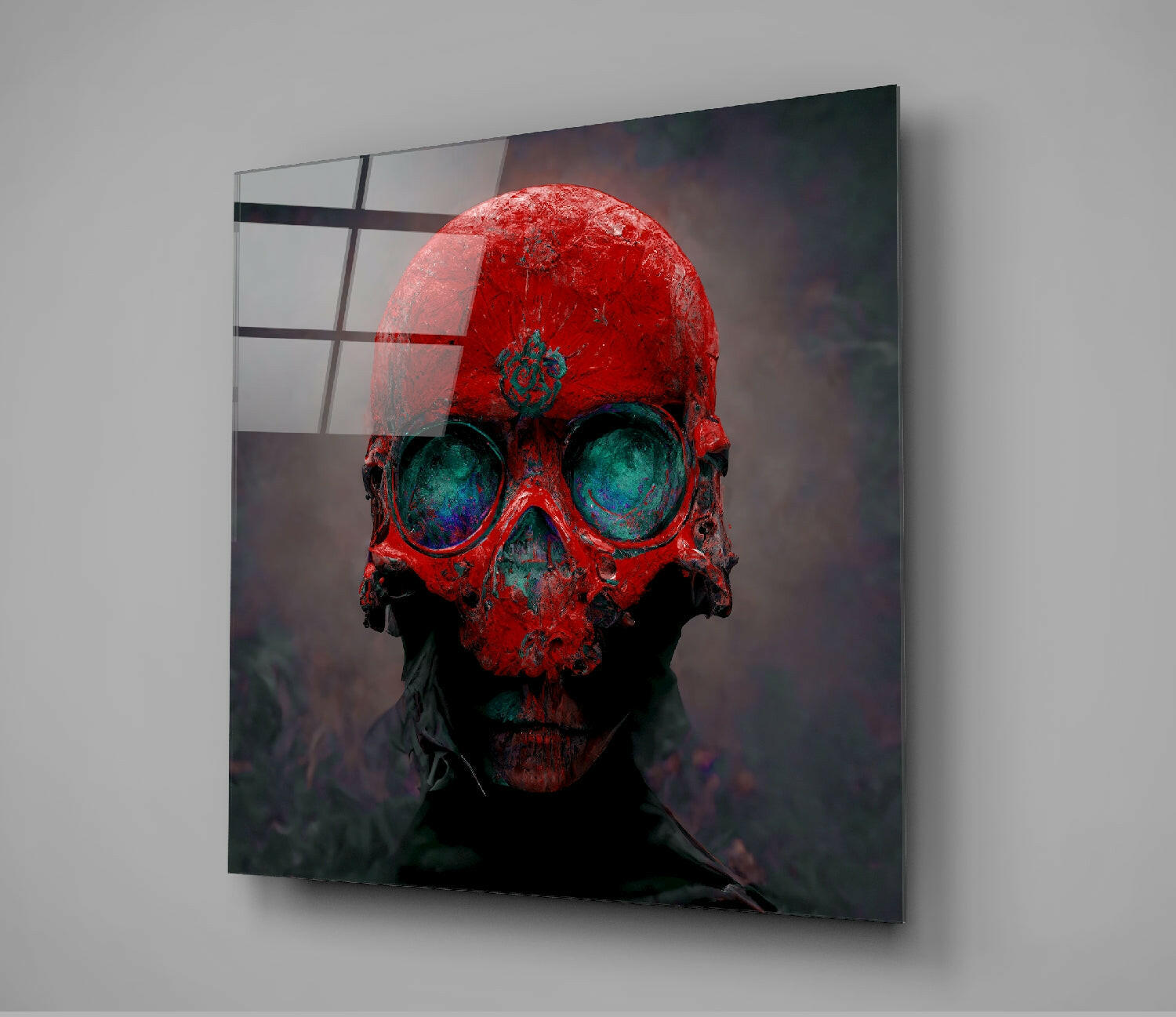 Red Head Glass Wall Art || Designer Collection