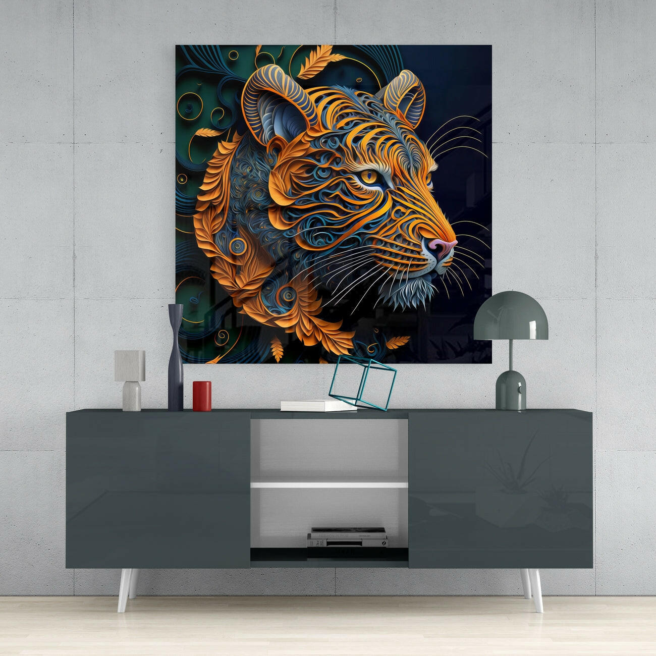 Tiger Glass Wall Art || Designers Collection