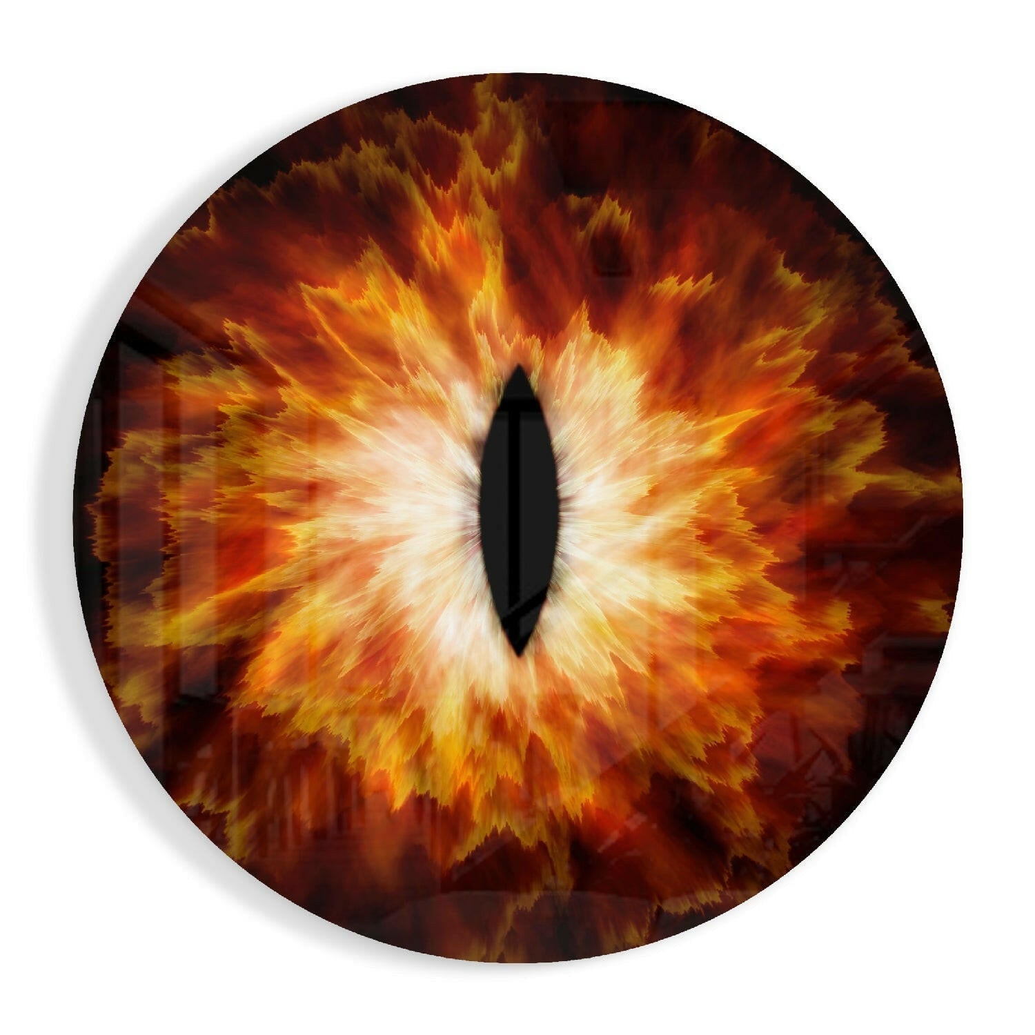 Blazing Amber Eye Explosion Glass Wall Art