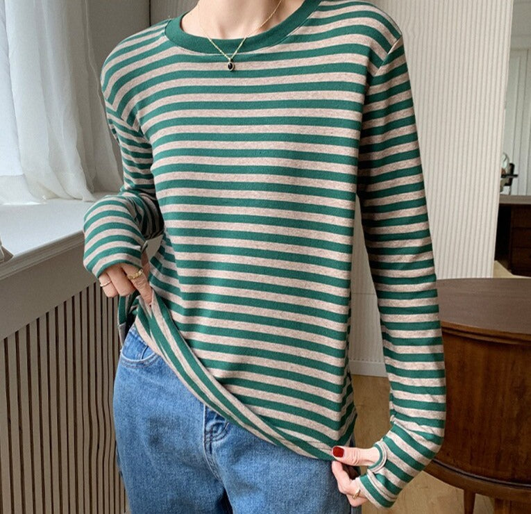Casual O-neck Women Striped T-shirts Spring Summer Short Sleeve Loose Female Tops