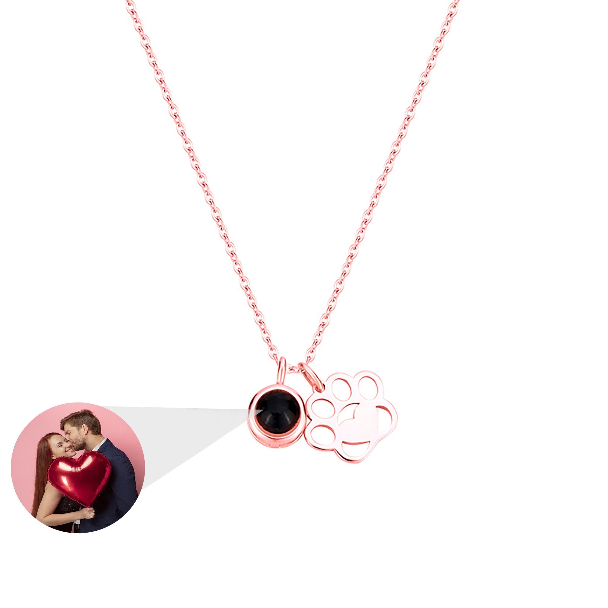 Customized Photo Dog Paws Projection Necklace Pendant Jewelry For Lover Girlfriend