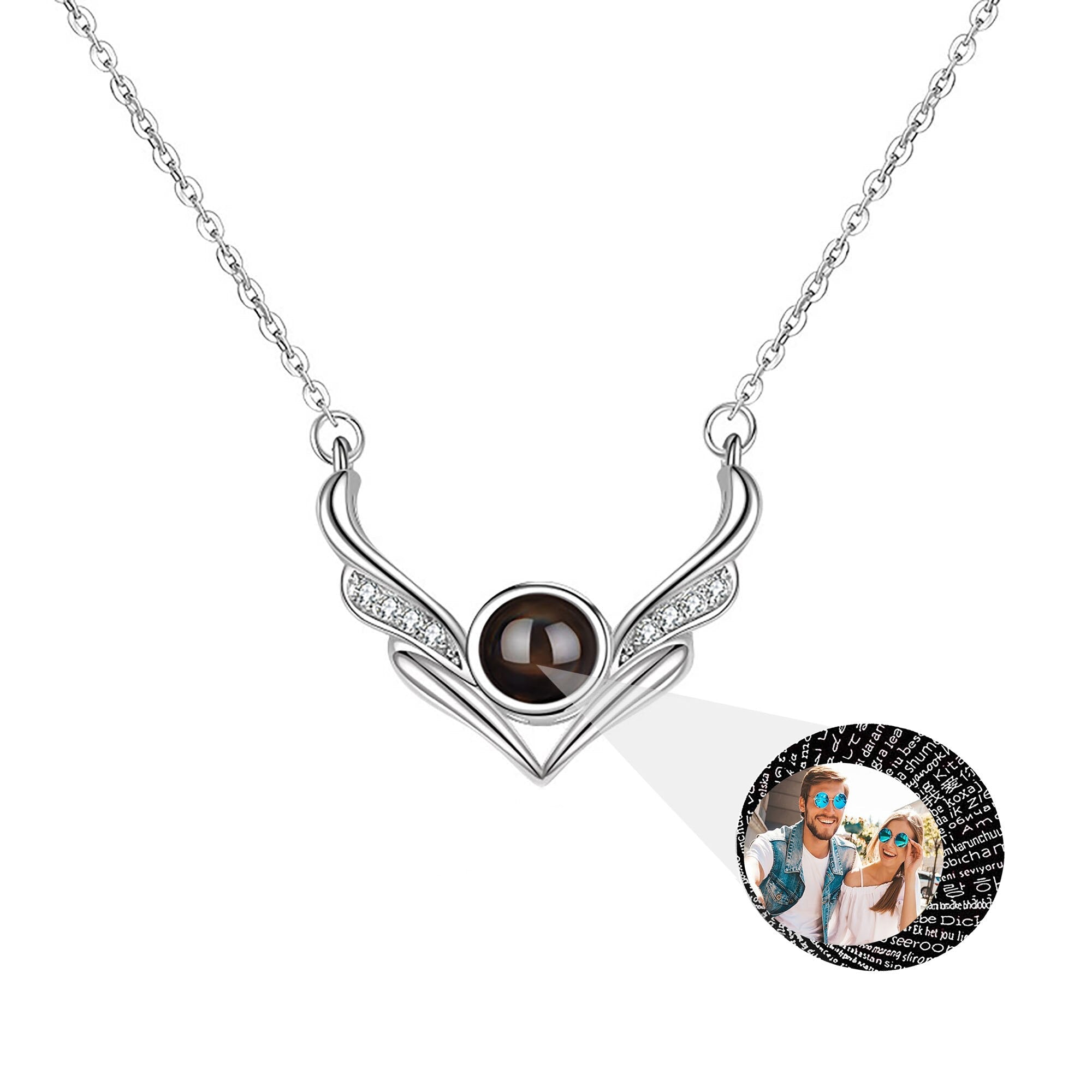 Angel wings with customizable photosProjection Necklace Pendant Jewelry