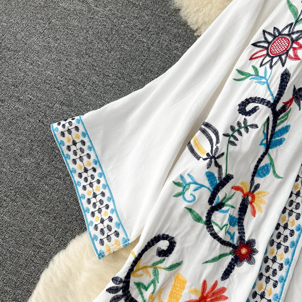Retro Embroidery Sun Protection Shirt Chiffon Long Streetwear