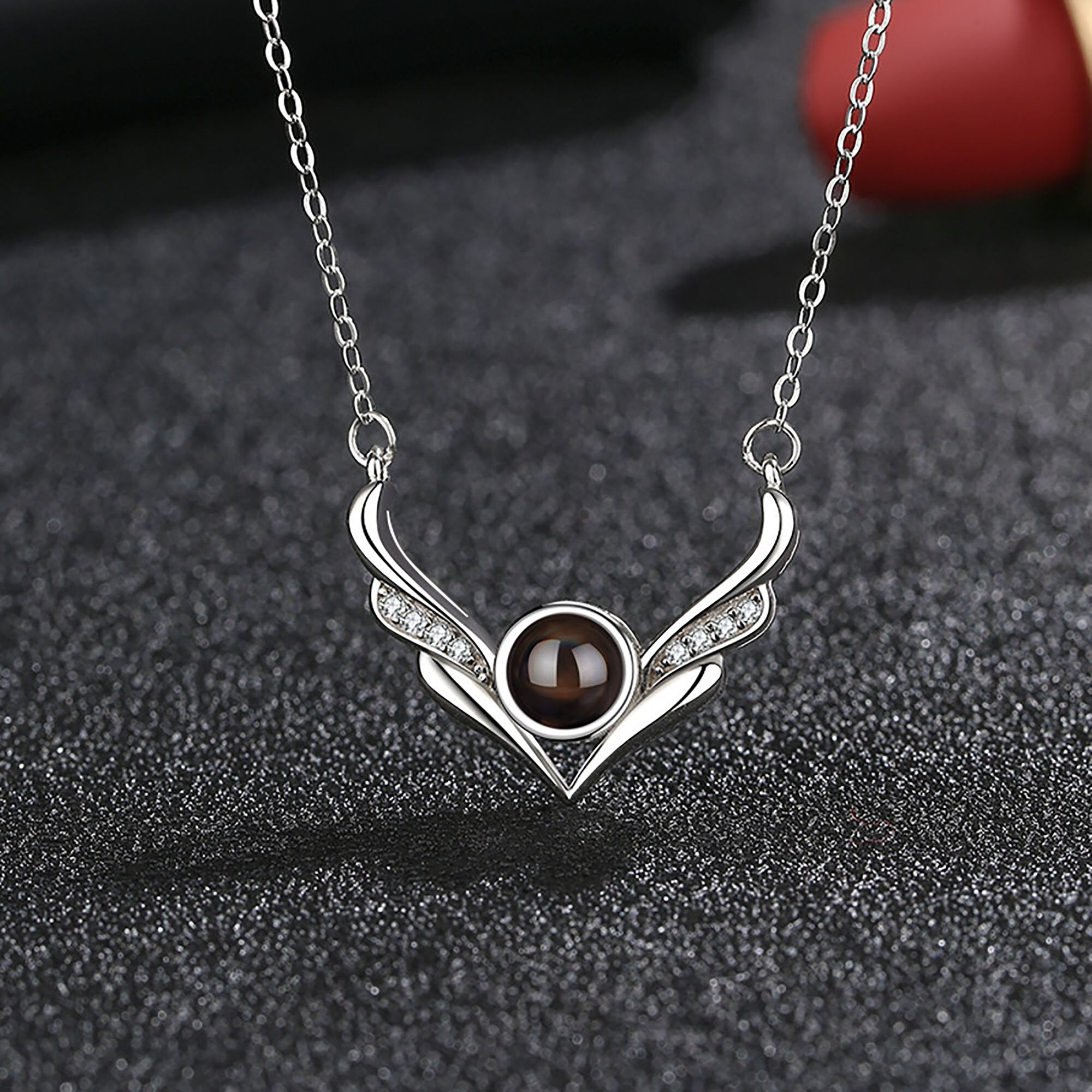 Angel wings with customizable photosProjection Necklace Pendant Jewelry