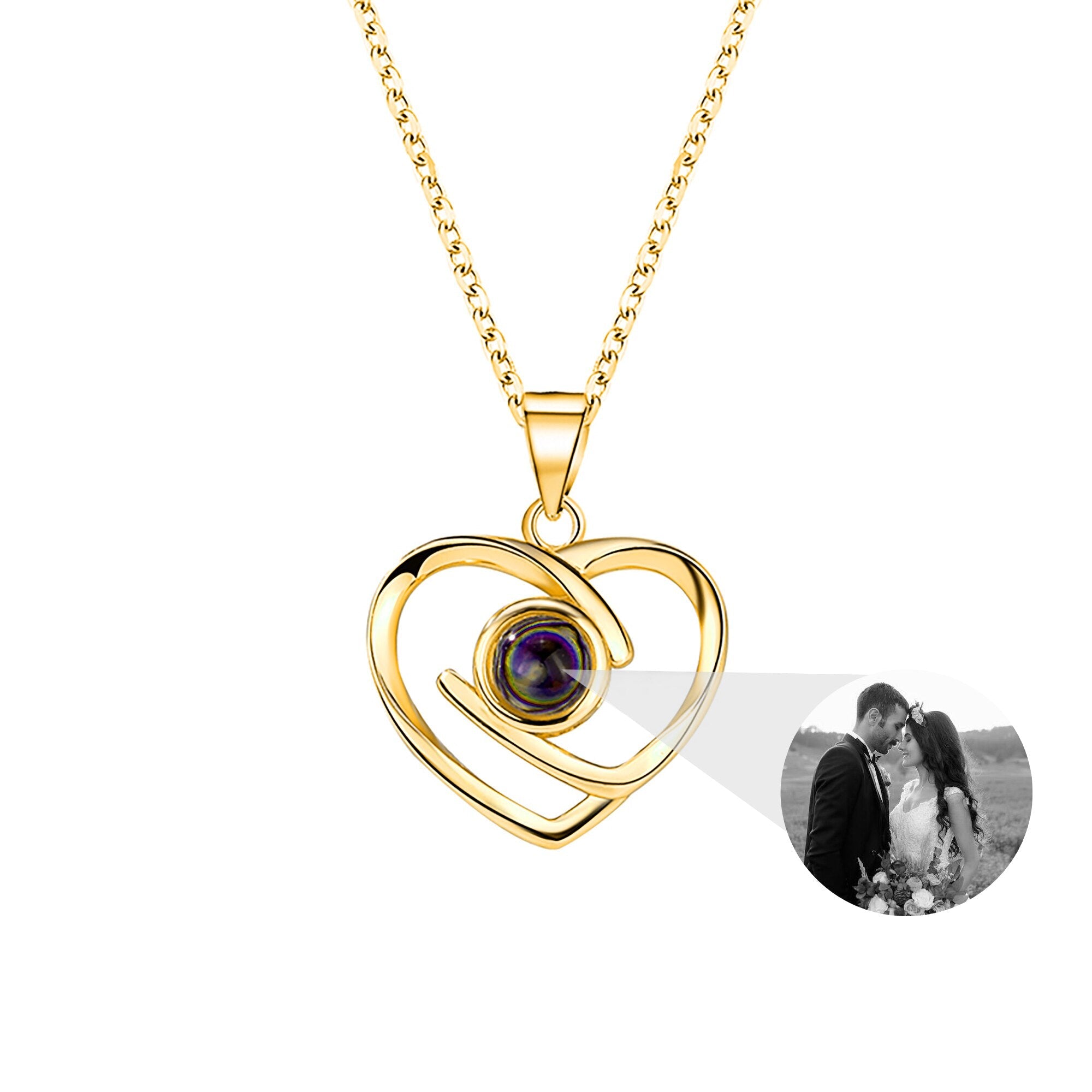 Customizable Photo Ladies Personality Heart Necklace With Silver Material Valentine&