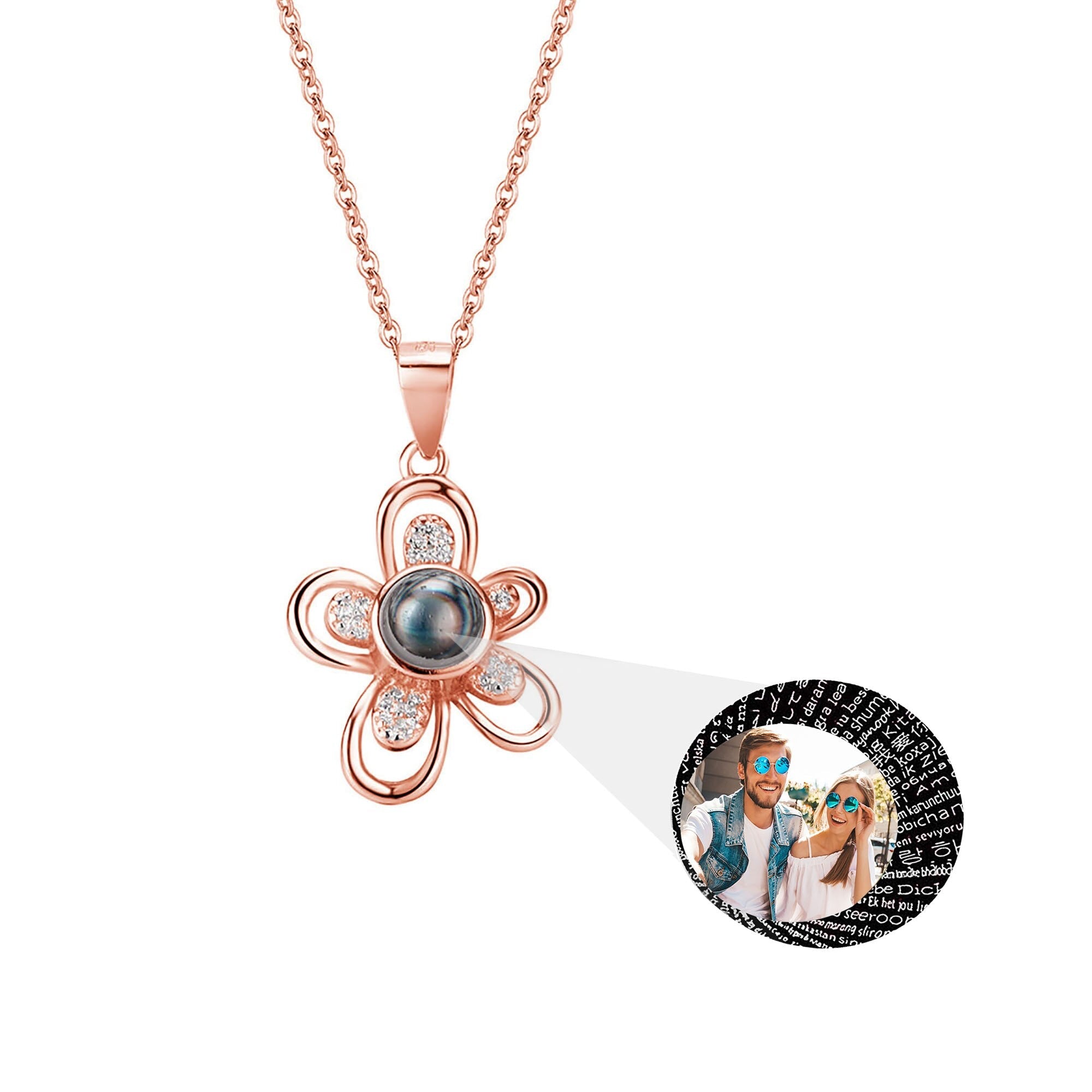 Flowers that can be customized for photos Projection Necklace Pendant Jewelry