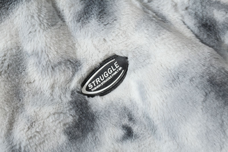 Hip Hop Jacket Streetwear Tie Dye Heart Fuzzy Jackets Warm Coats