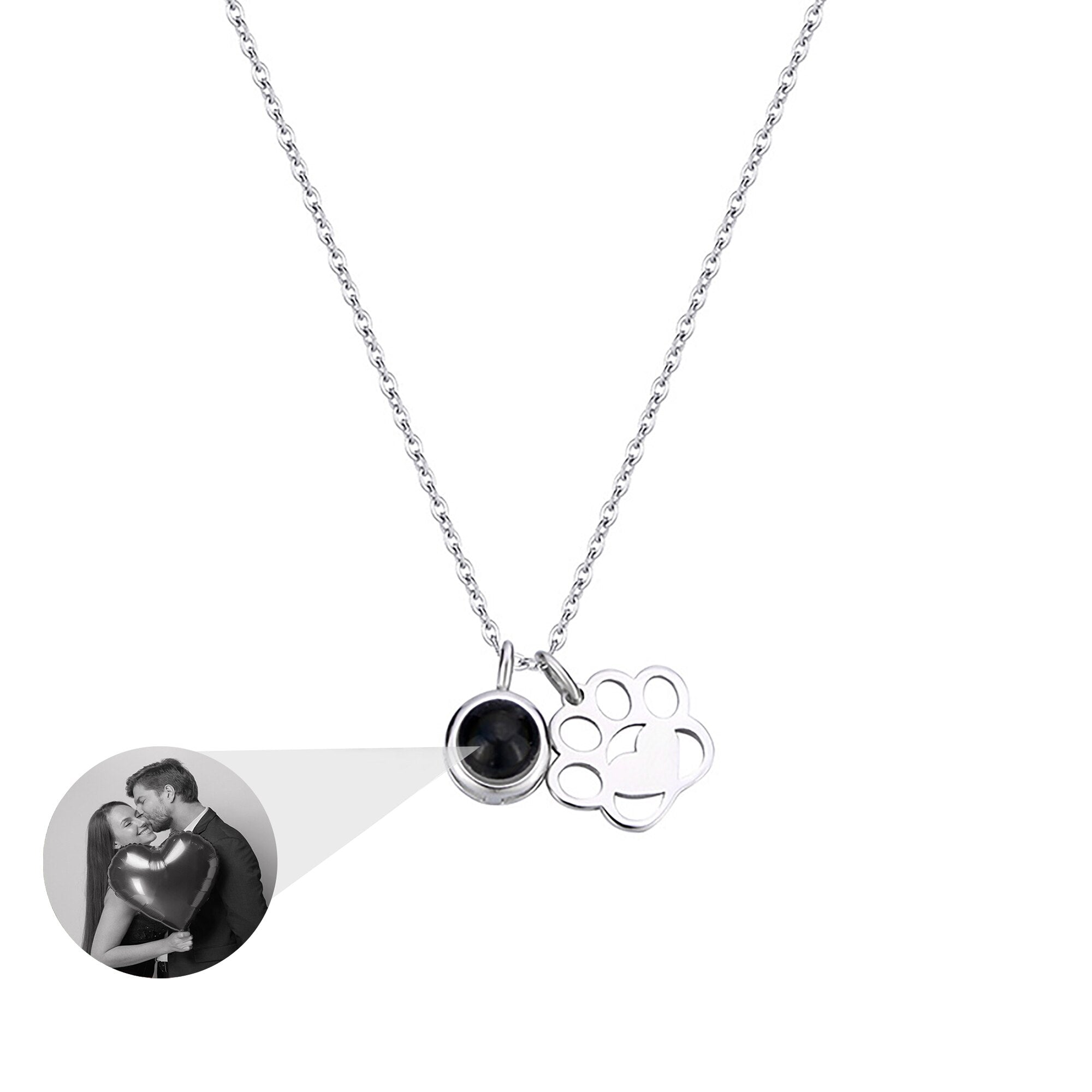 Customized Photo Dog Paws Projection Necklace Pendant Jewelry For Lover Girlfriend