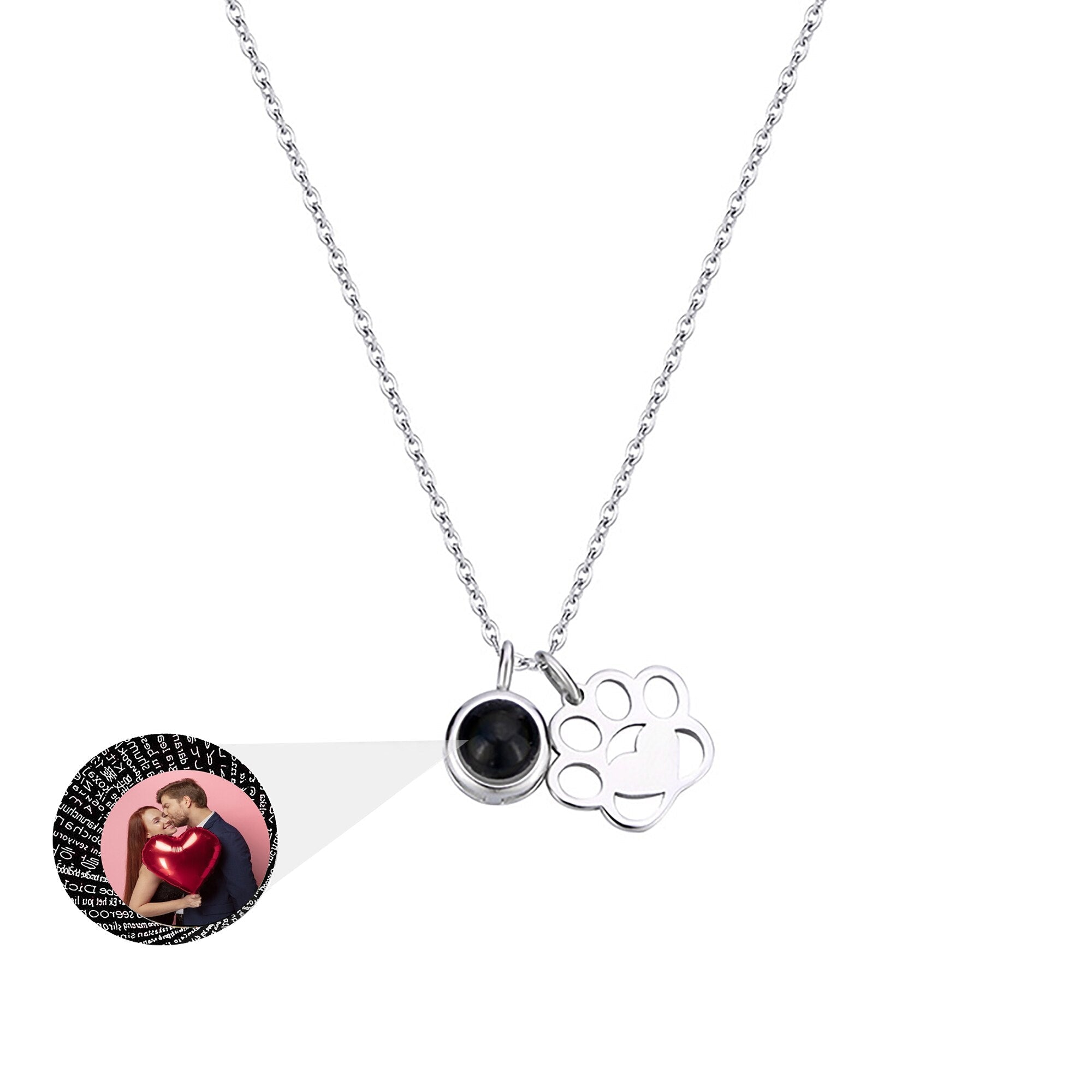 Customized Photo Dog Paws Projection Necklace Pendant Jewelry For Lover Girlfriend