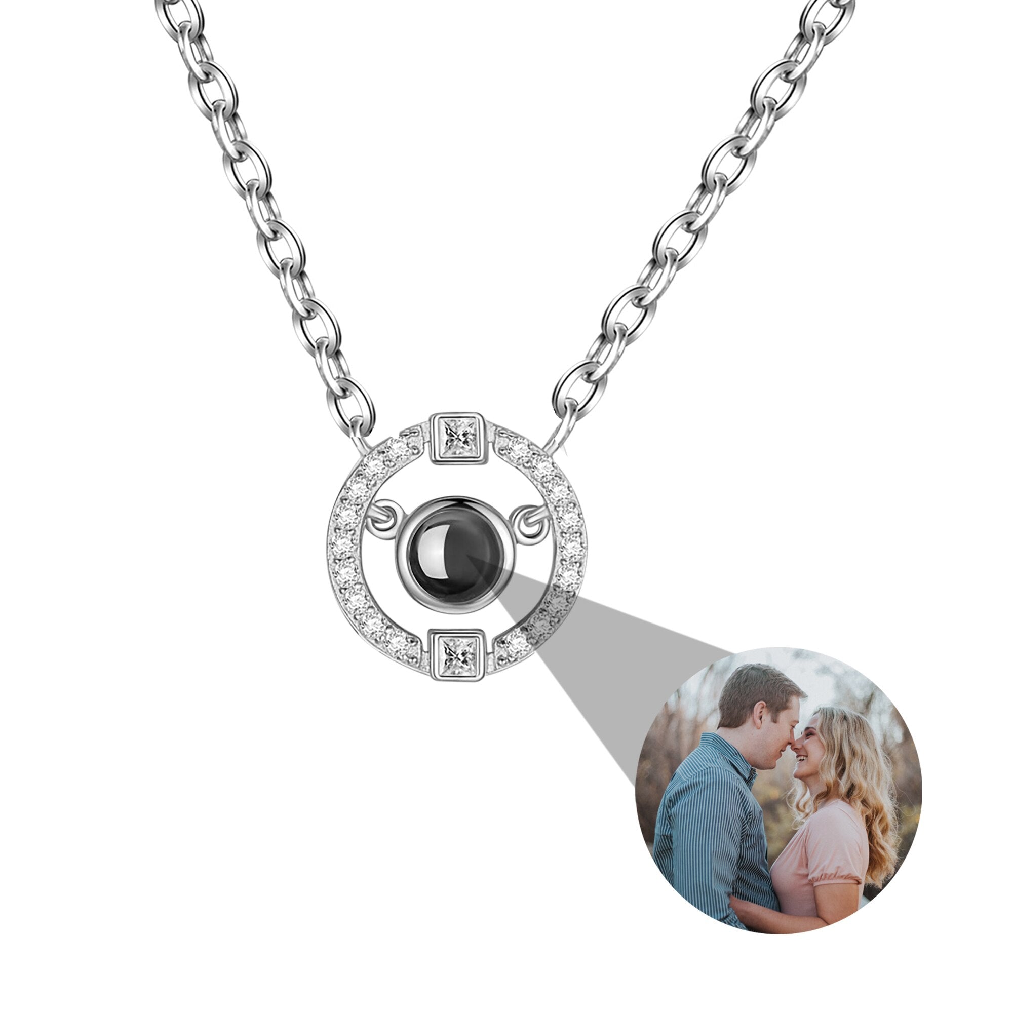 Customizable photo circle Projection Necklace Creative Pendant is a Commemorative Gift