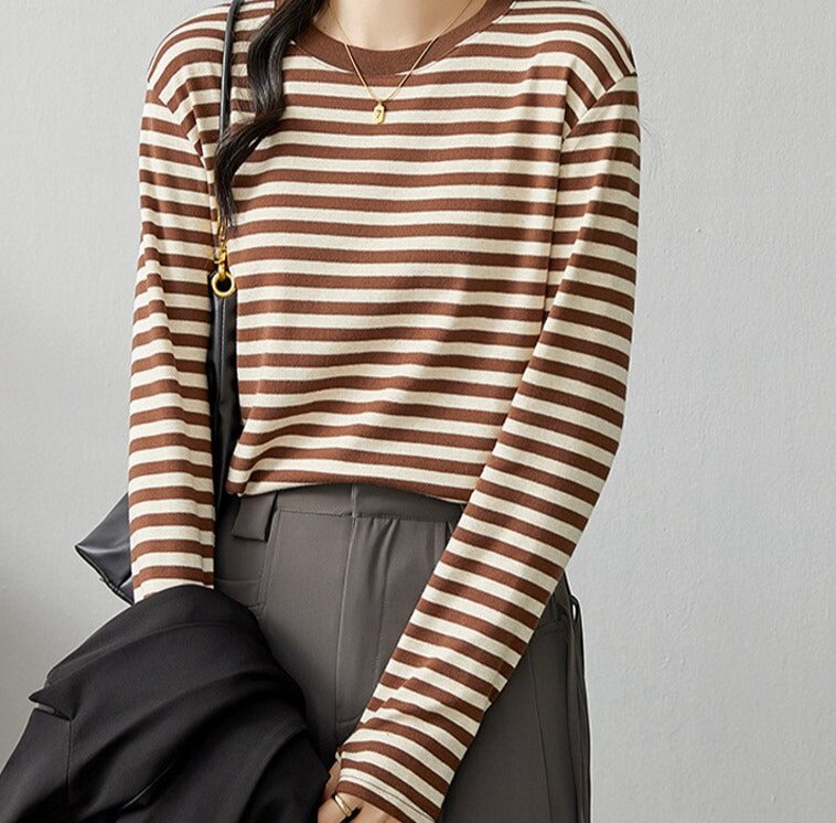 Casual O-neck Women Striped T-shirts Spring Summer Short Sleeve Loose Female Tops