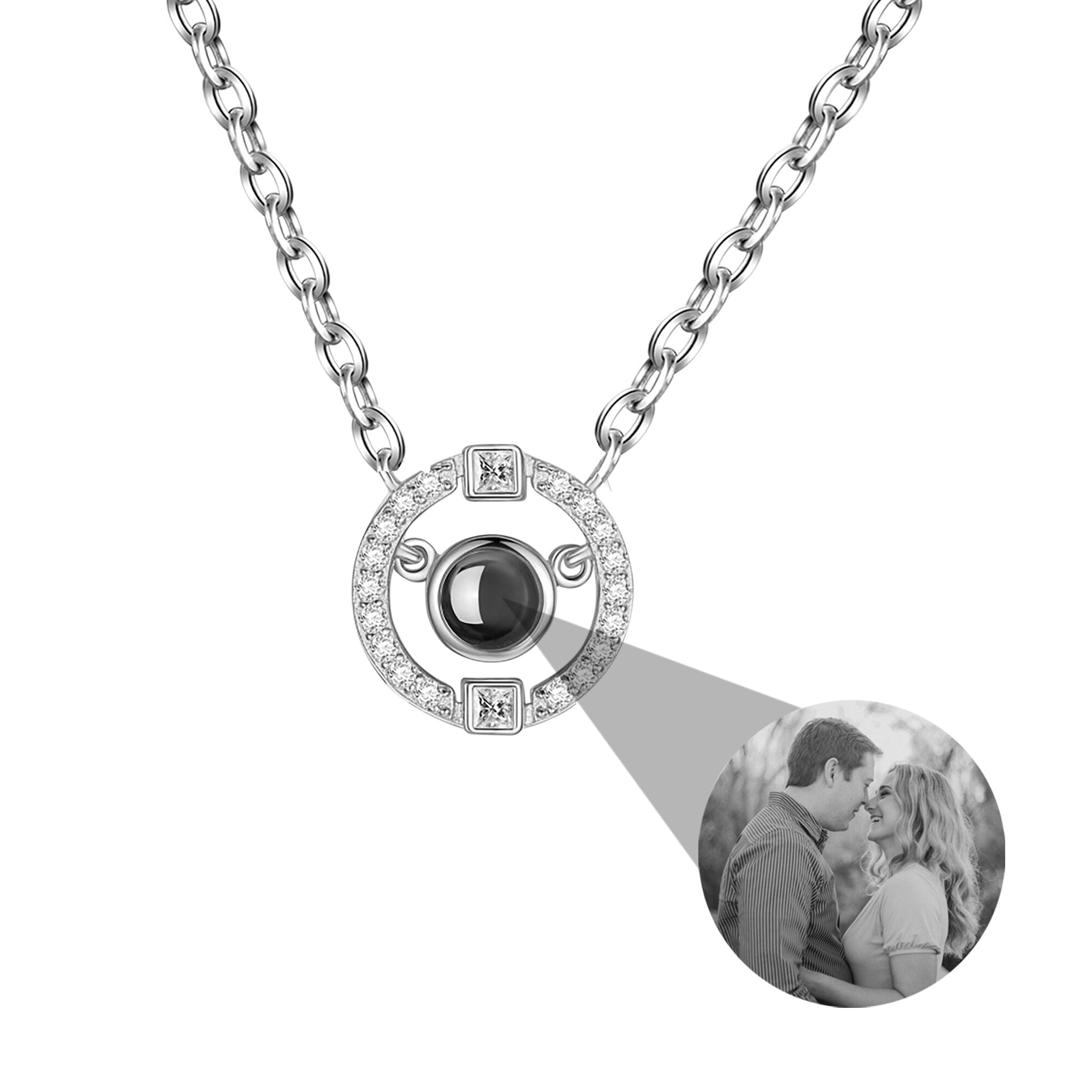 Customizable photo circle Projection Necklace Creative Pendant is a Commemorative Gift