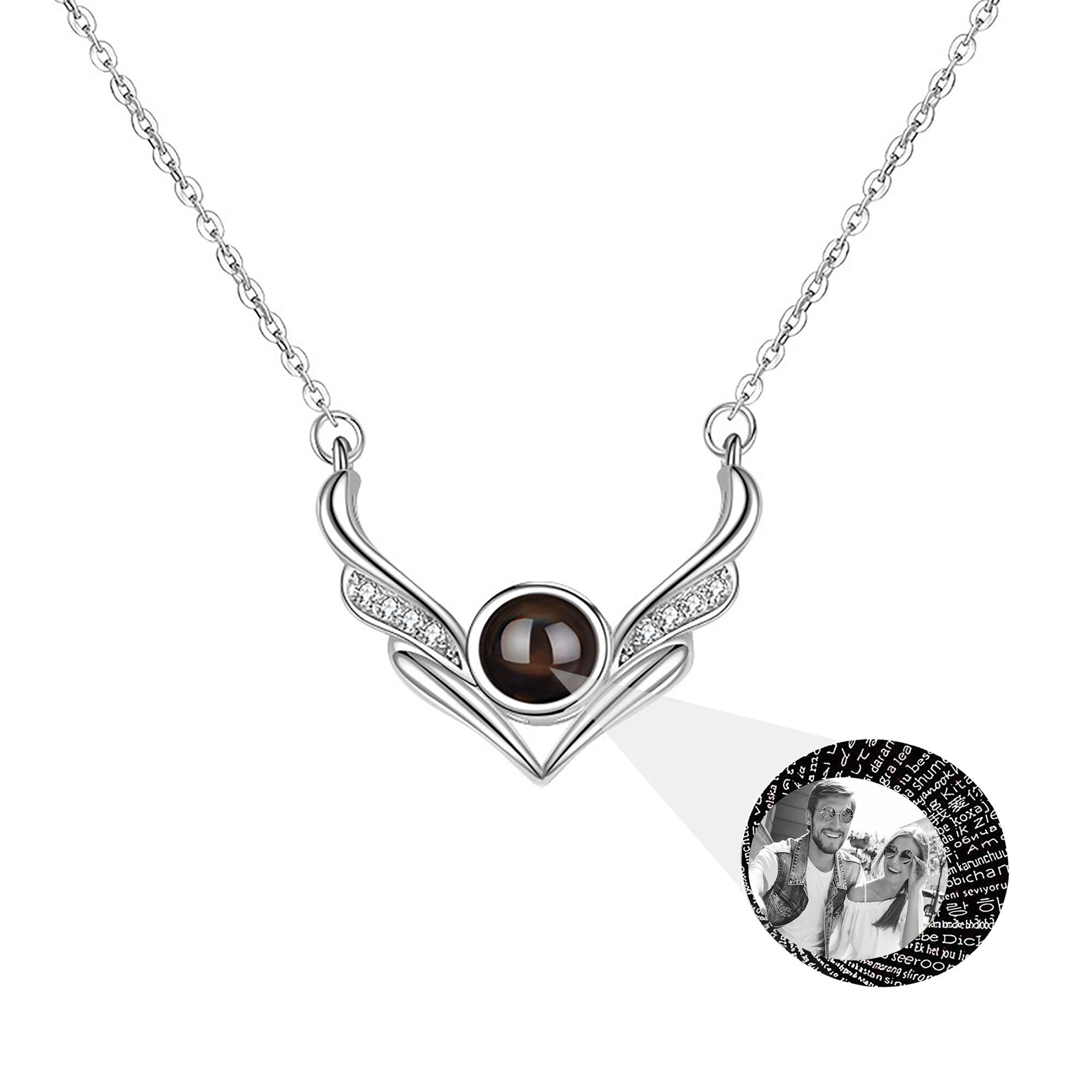 Angel wings with customizable photosProjection Necklace Pendant Jewelry