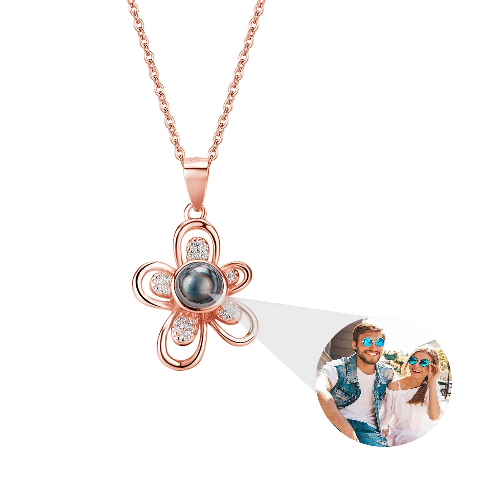 Flowers that can be customized for photos Projection Necklace Pendant Jewelry