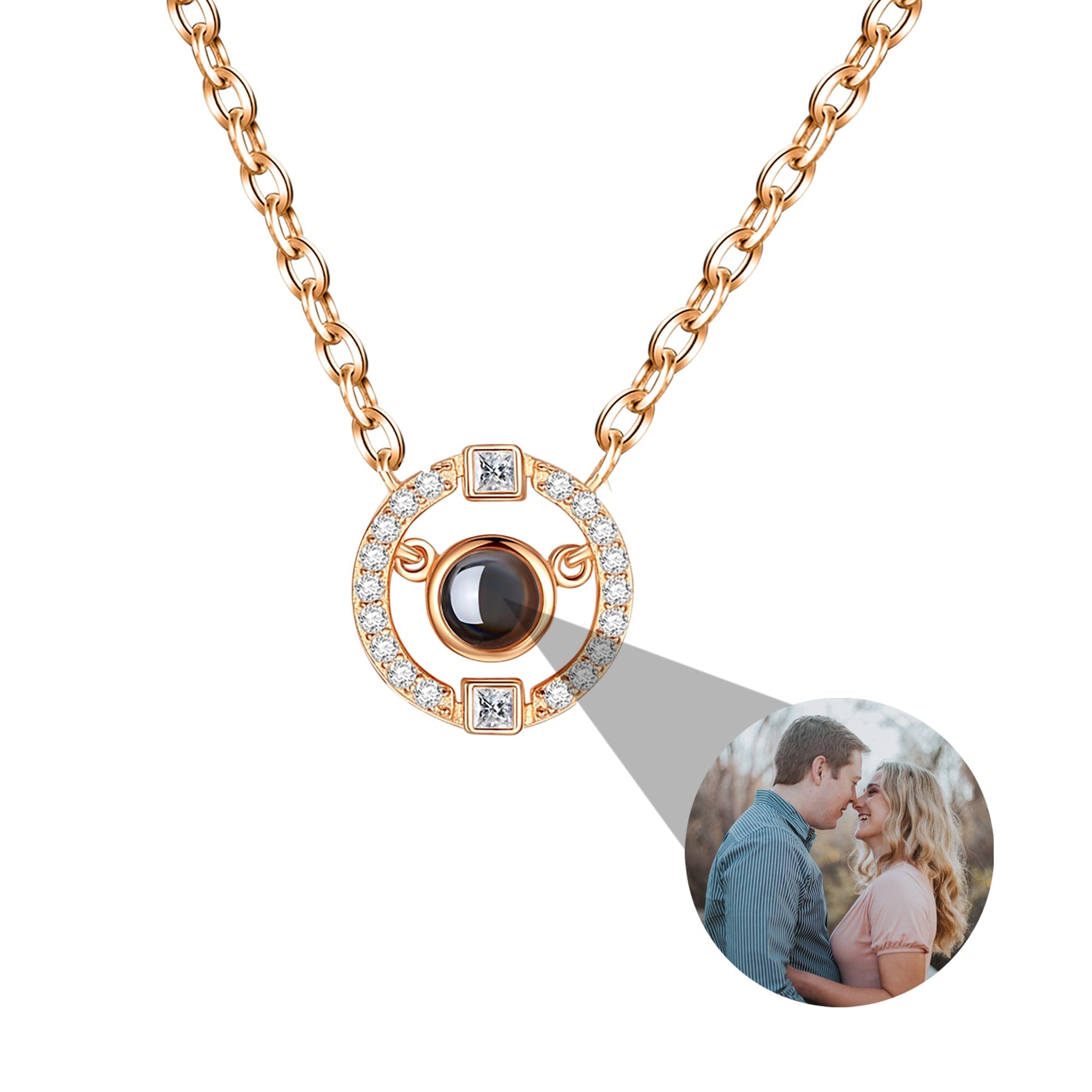 Customizable photo circle Projection Necklace Creative Pendant is a Commemorative Gift