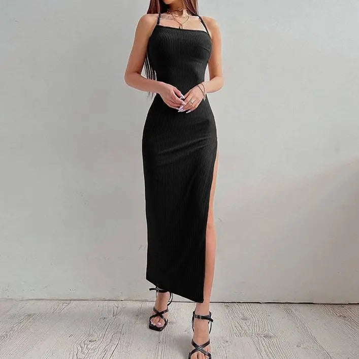 Backless Bandage Bodycon Halter Neck Split Party Dresses