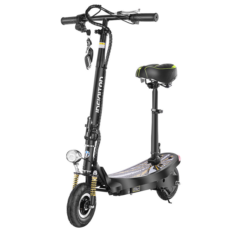 FlipStylez IDEIGITOD Black Foldable Electric Scooter | 24V Lithium Battery, Gold Spring Suspension, LED Headlight, Kids & Adults E-Scooter