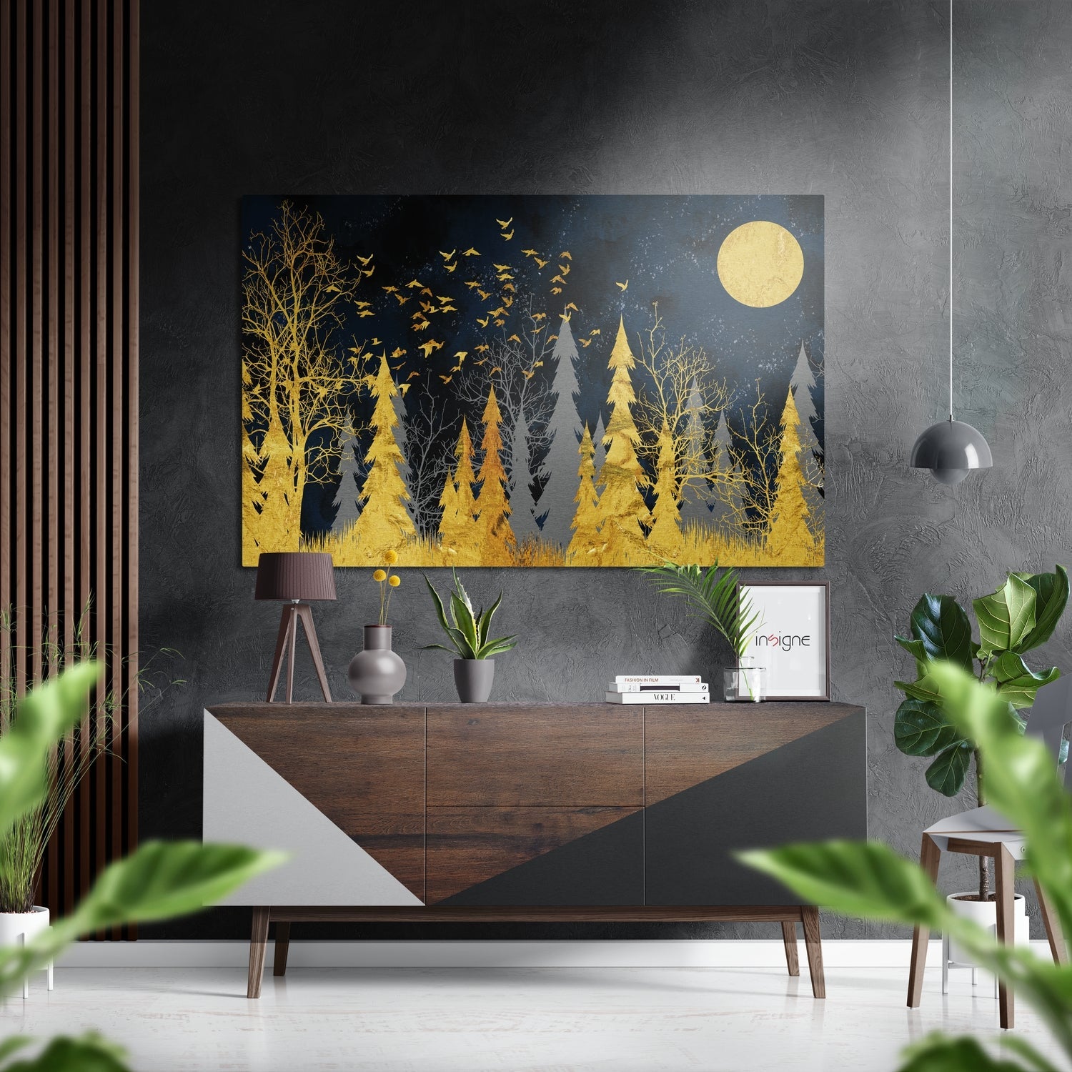 Golden Forest Brushed Aluminium Dibond Wall Art