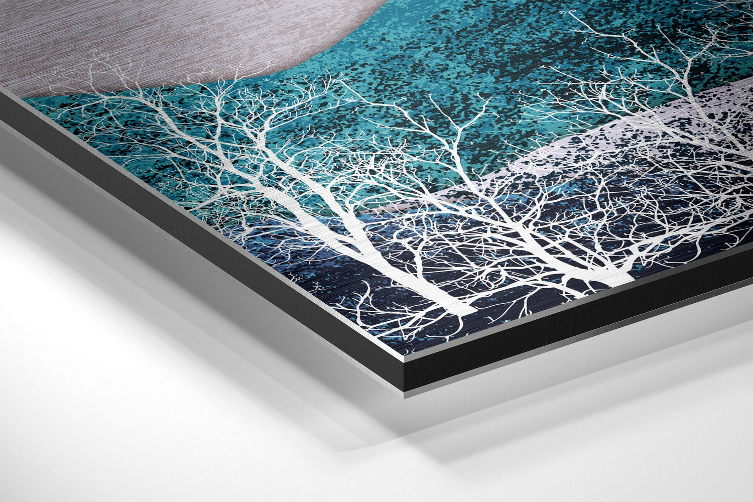 Gold Mountains Full Moon Birches Brushed Aluminium Dibond Wall Art