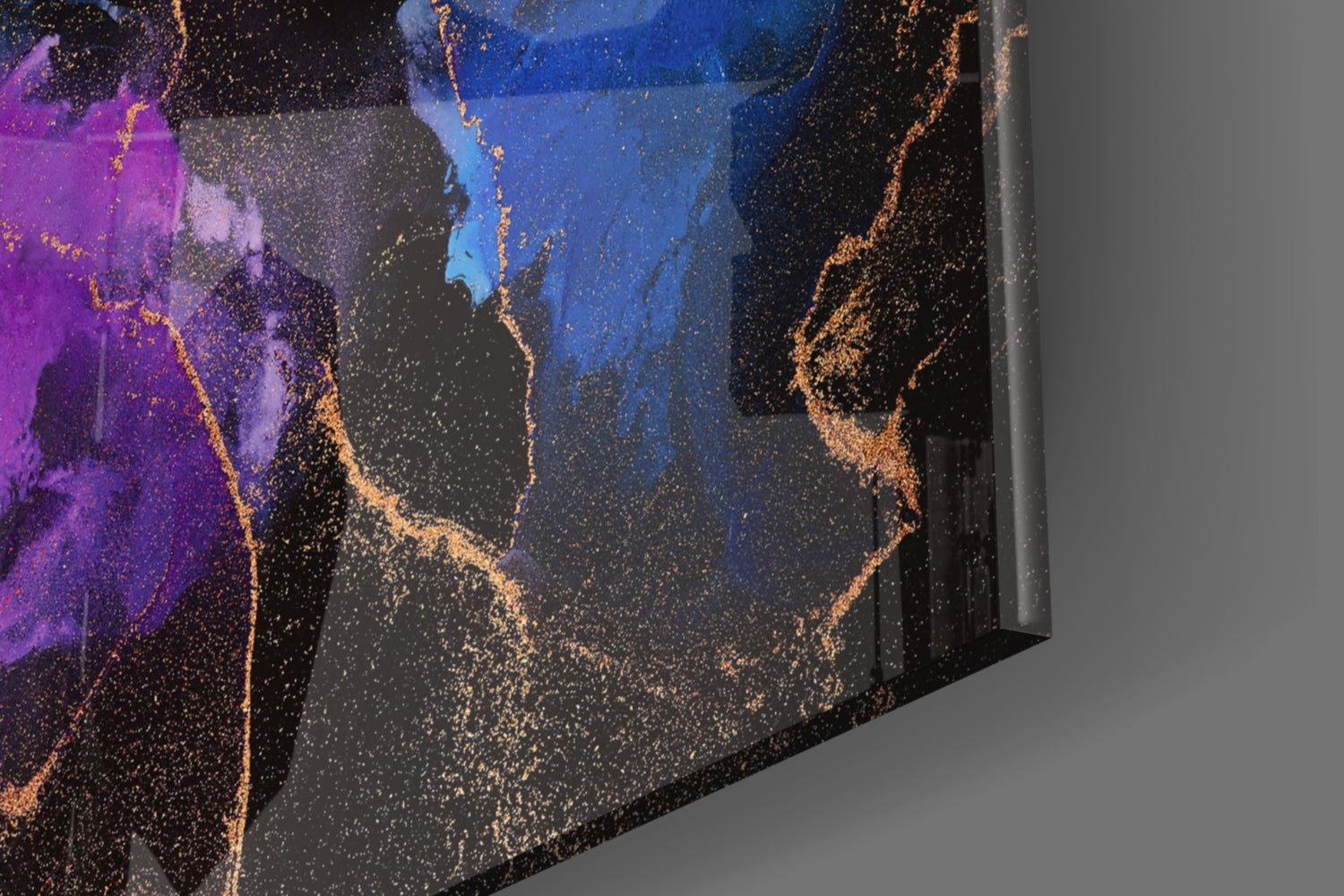 Amber Violet Ink Marble Glass Wall Art