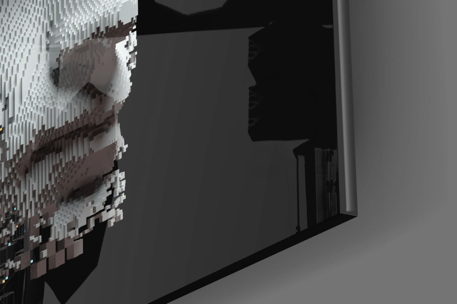 Pixel Dispersing Face Profile Glass Wall Art