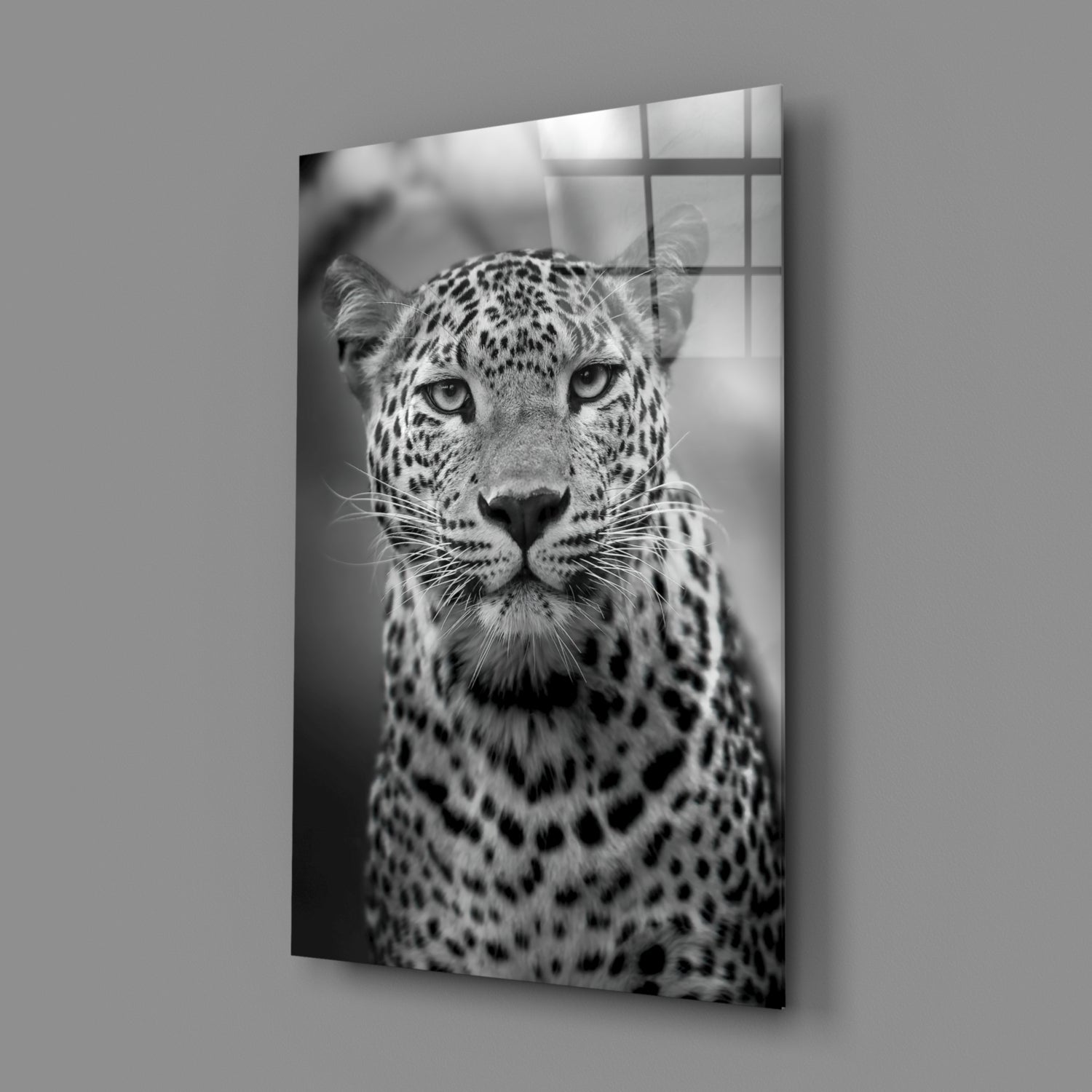 Bold Stare Leopard Portrait Glass Wall Art