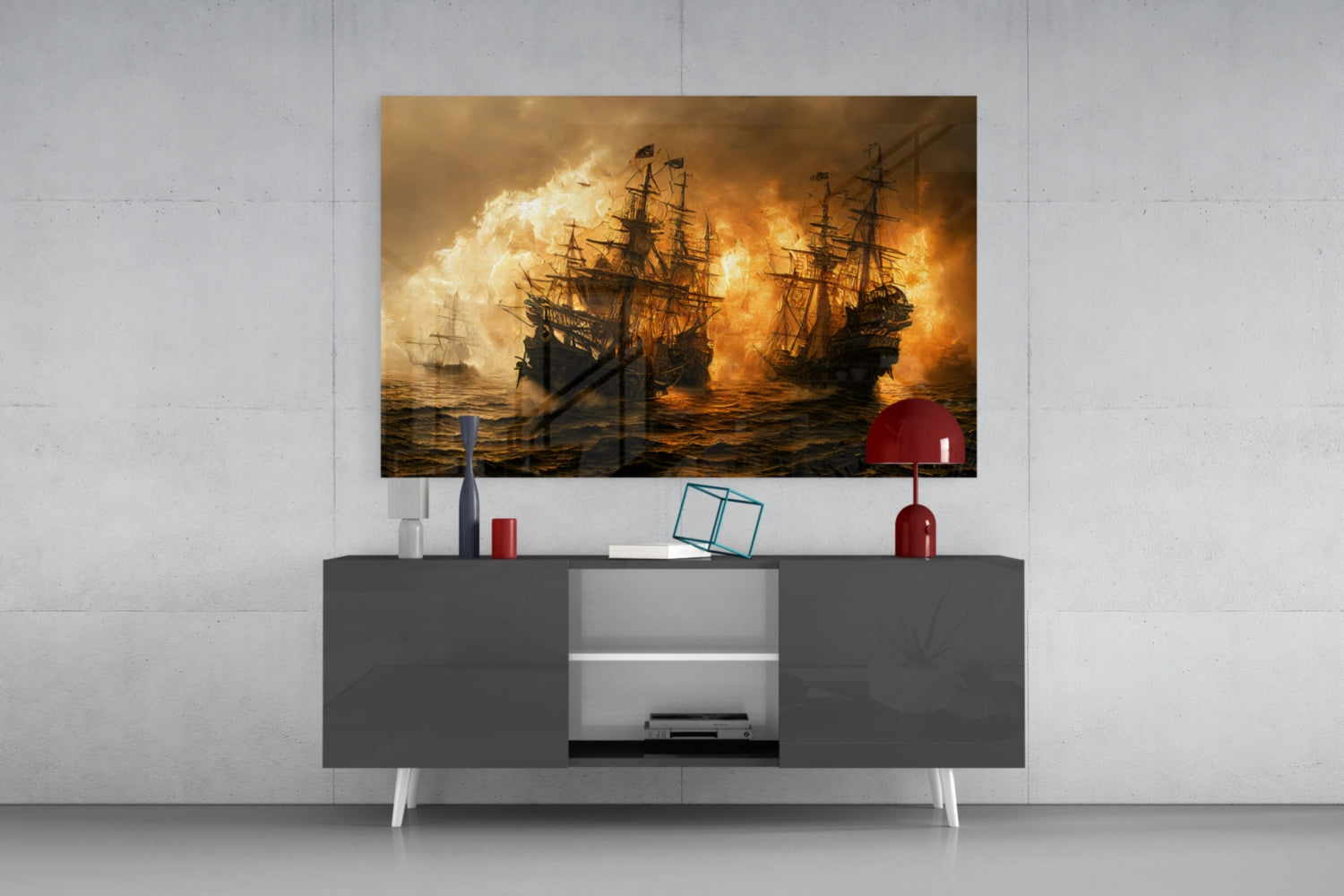 Red Storm Glass Wall Art || Designer Collection