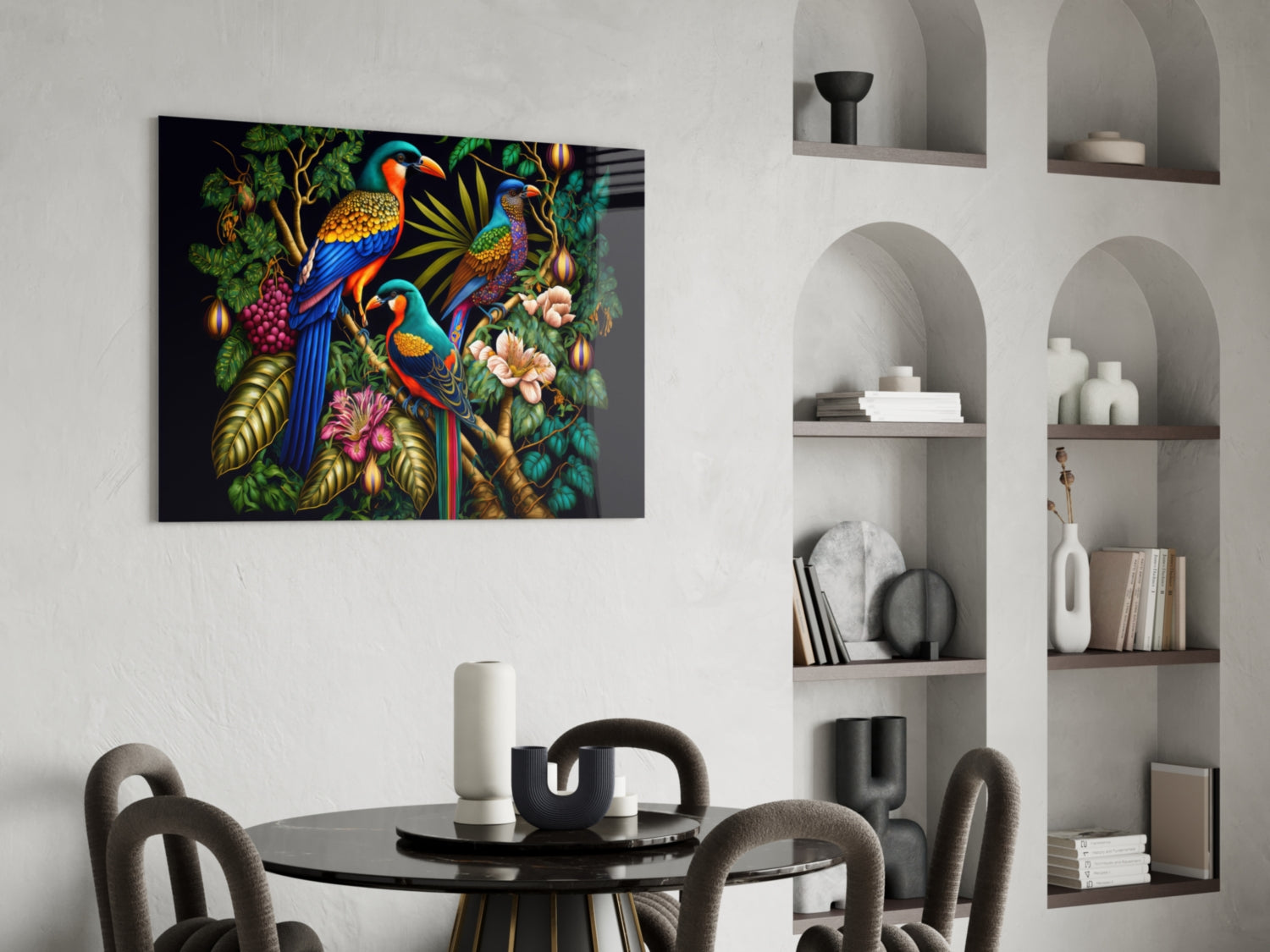 Tropical Birds Glass Wall Art || Designers Collection