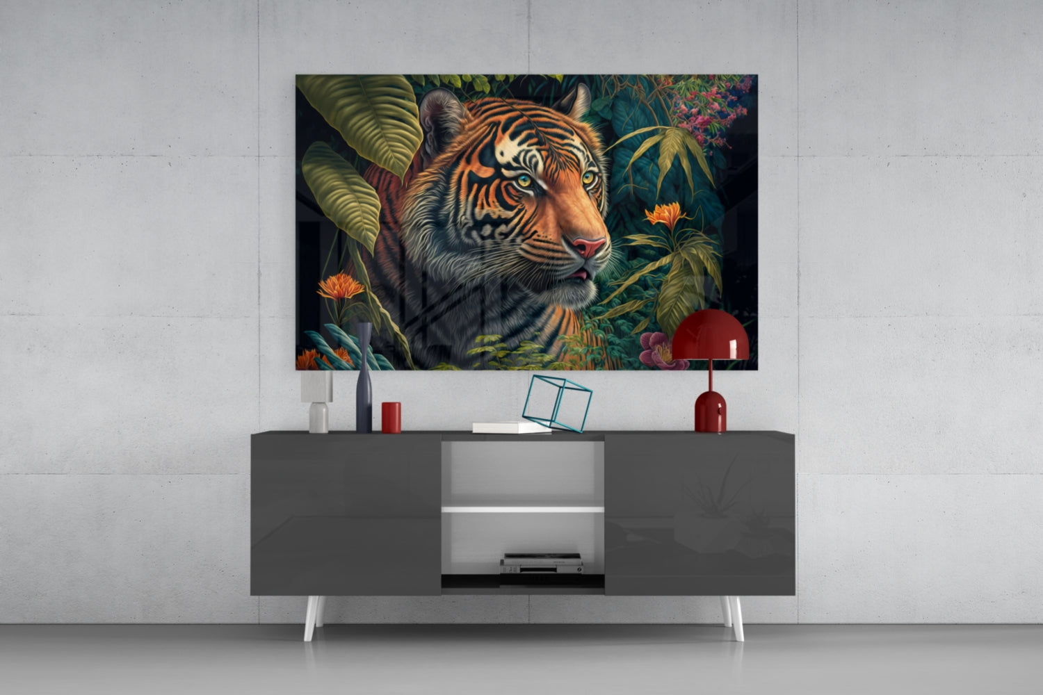 Trap Behind Flowers Glass Wall Art || Designers Collection