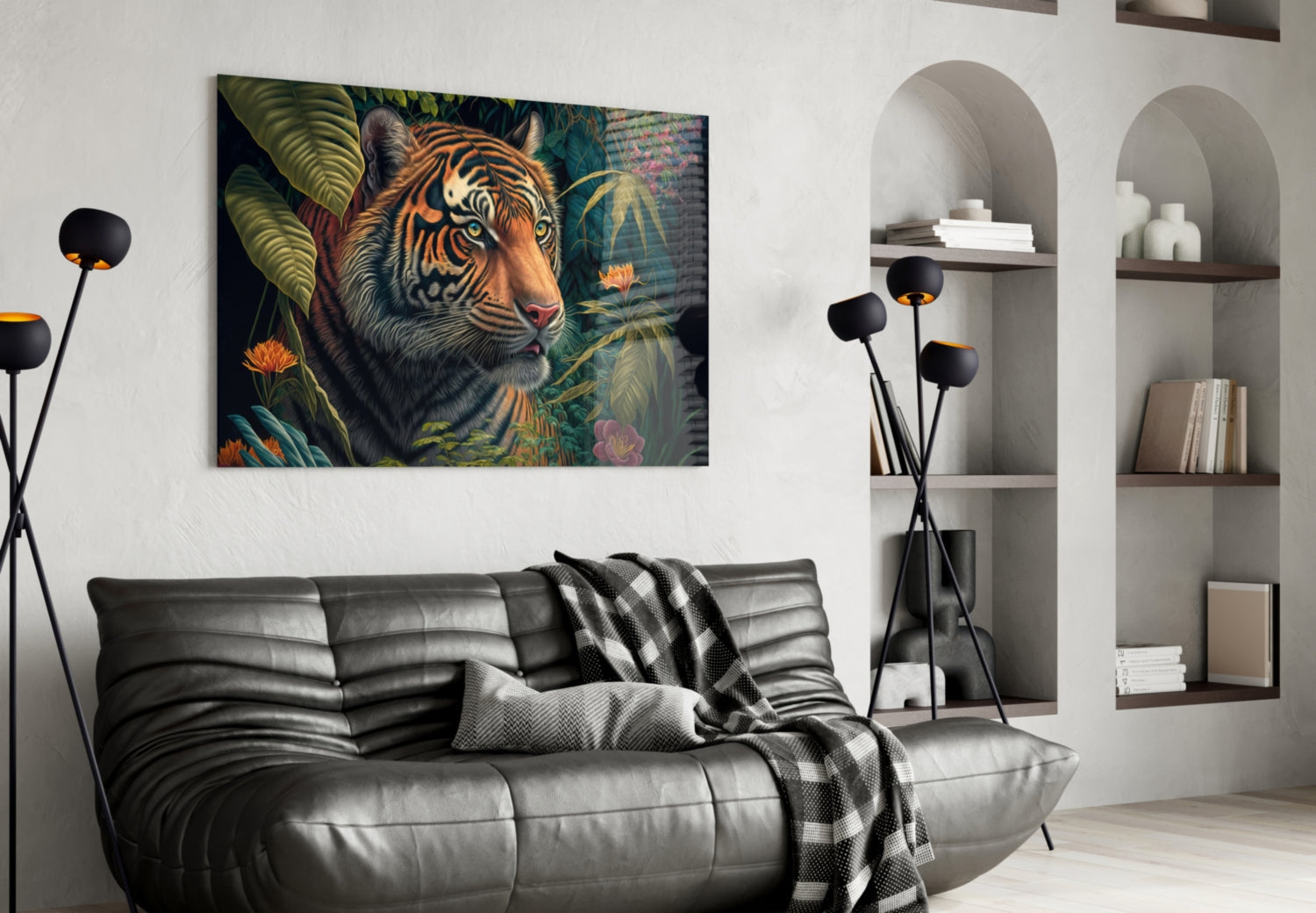 Trap Behind Flowers Glass Wall Art || Designers Collection