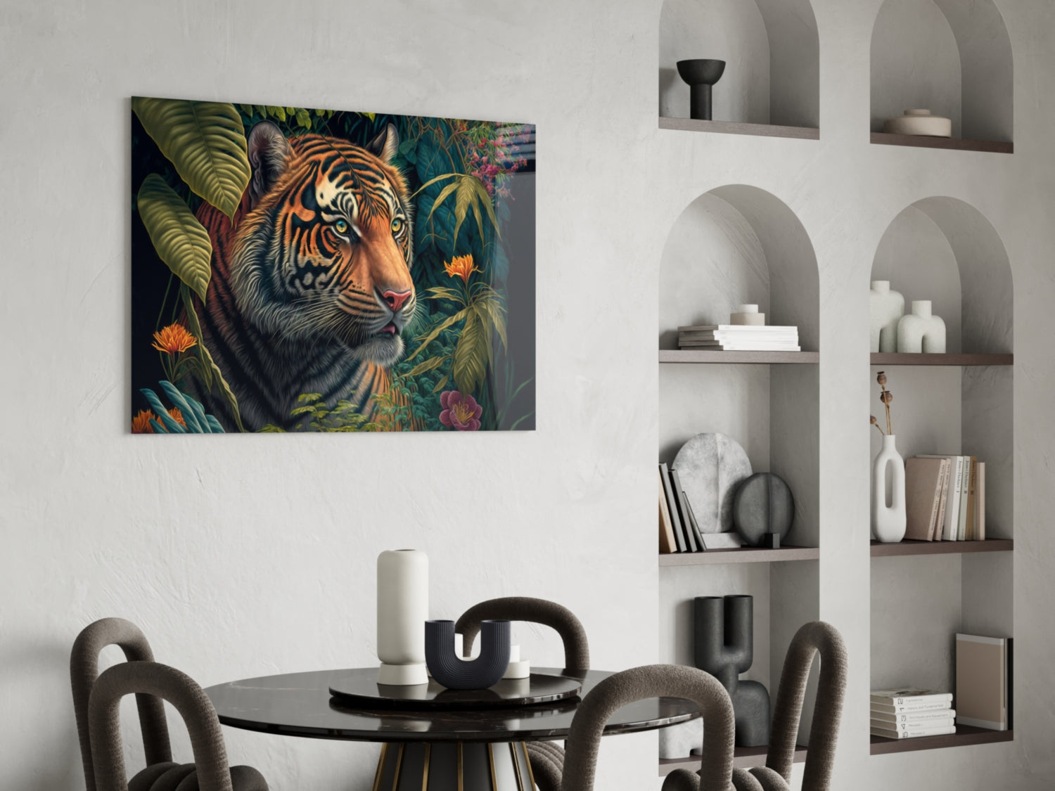 Trap Behind Flowers Glass Wall Art || Designers Collection