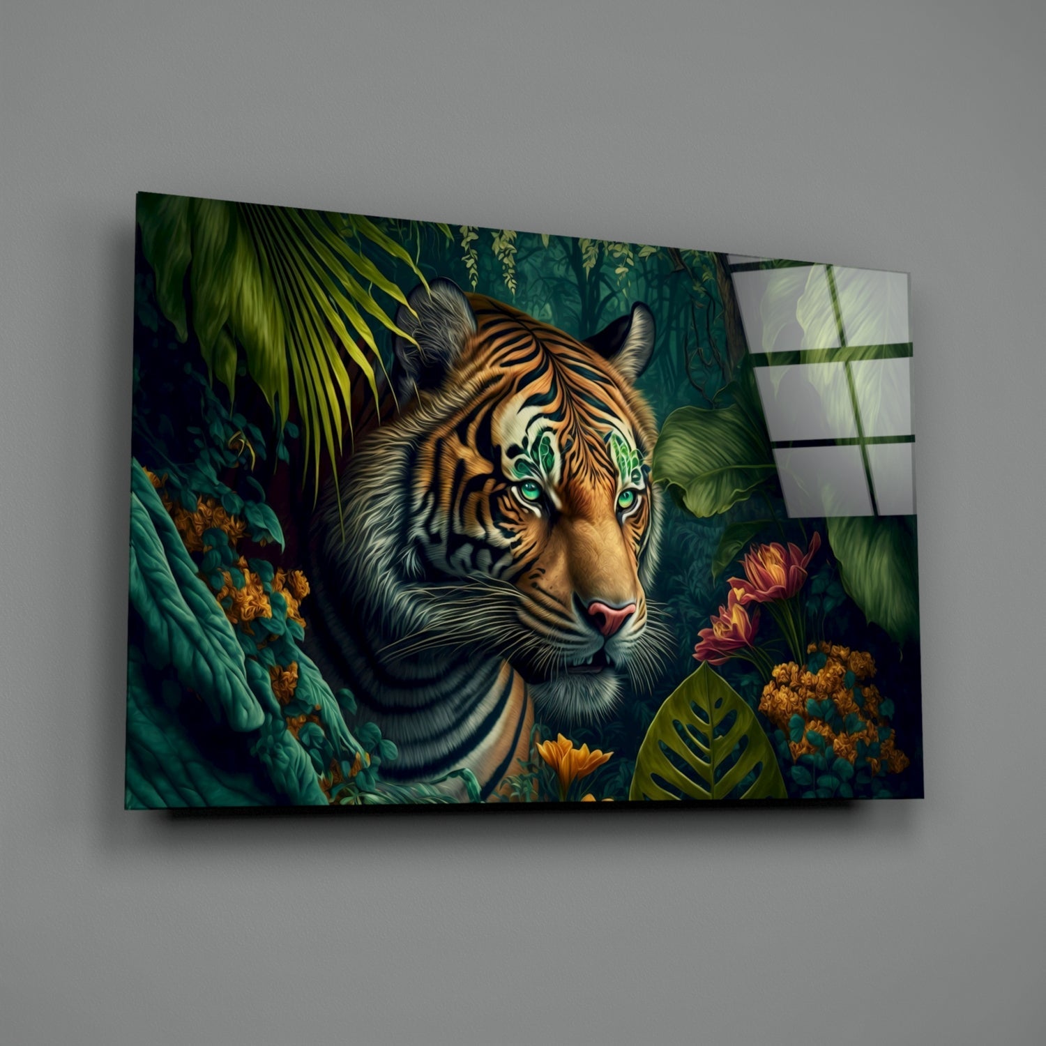Trap Behind Flowers Glass Wall Art || Designer Collection
