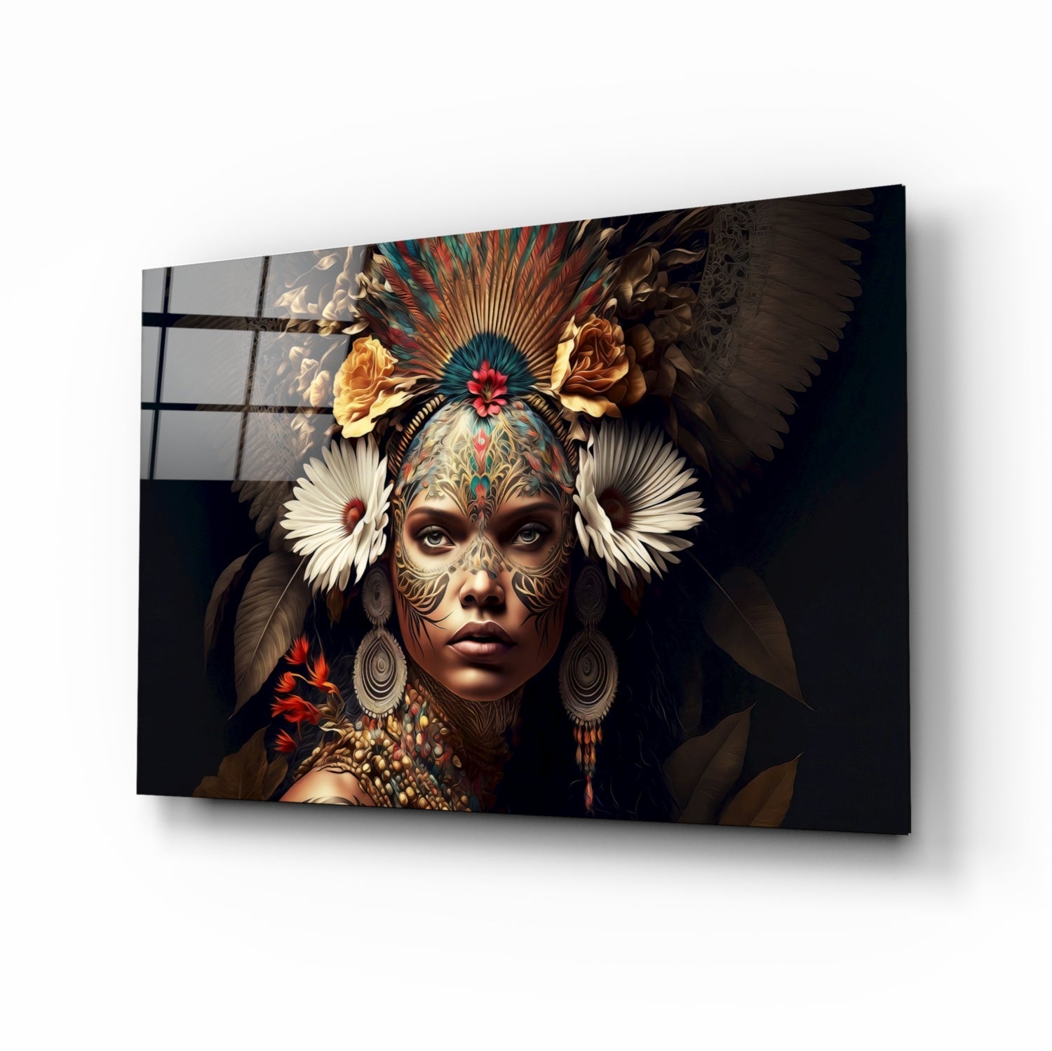 Queen of Flowers Glass Wall Art || Designer Collection