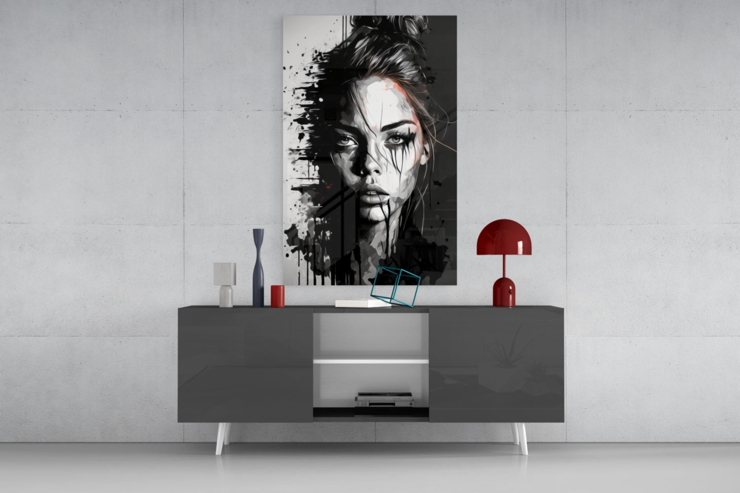 Scribbled Beauty Glass Wall Art || Designer Collection