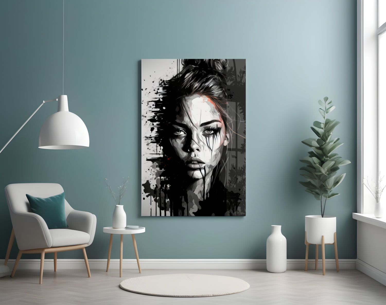 Scribbled Beauty Glass Wall Art || Designer Collection