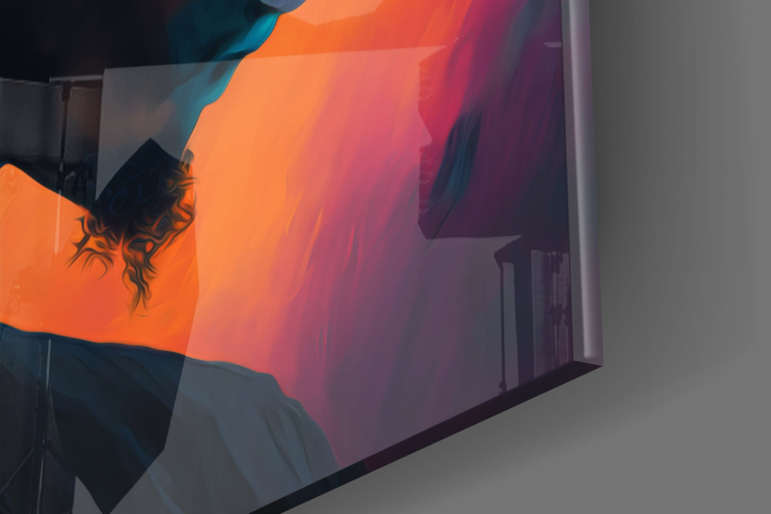Leopard Print Hair Man Portrait Glass Wall Art