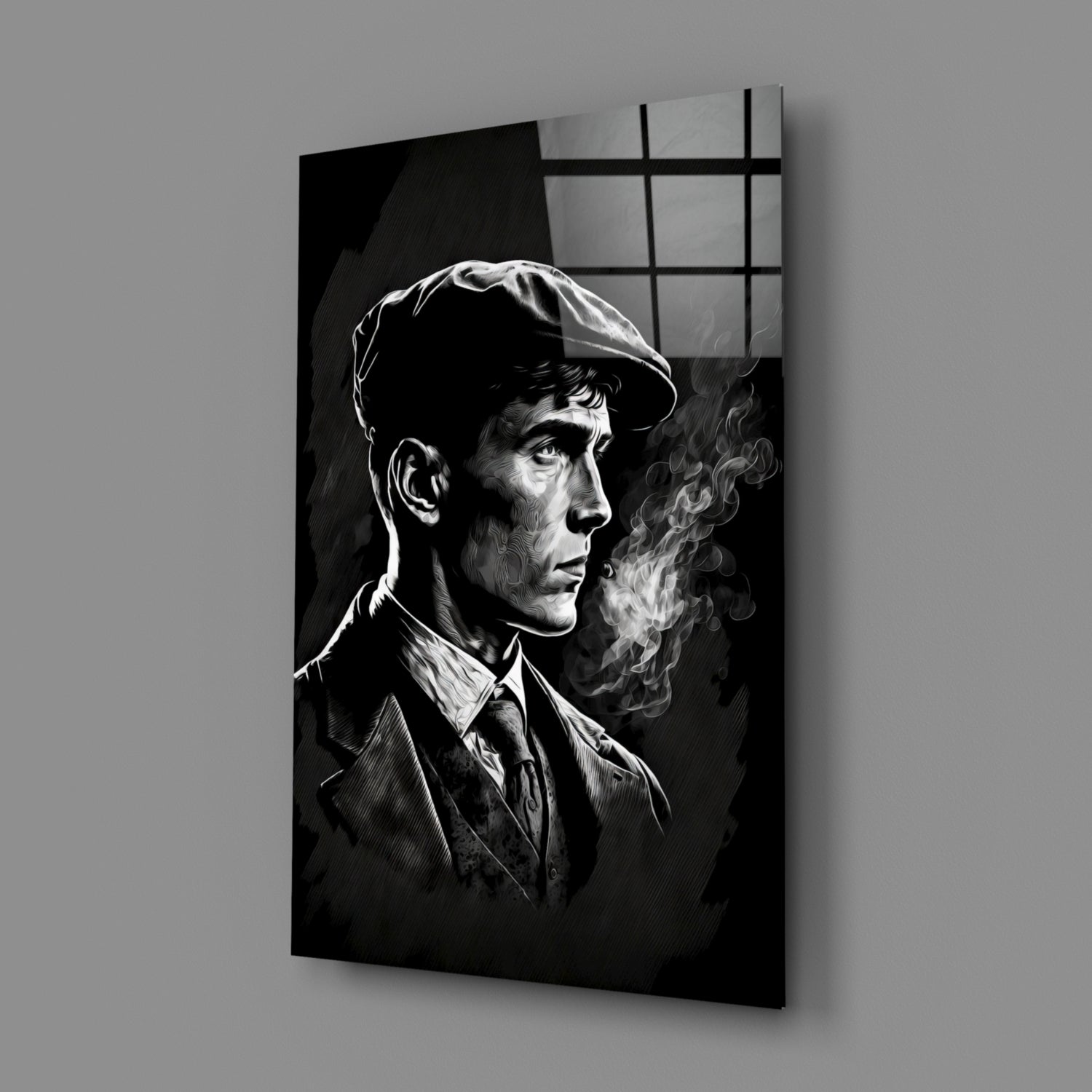 The Flat Cap Crime Boss Glass Wall Art || Designer Collection