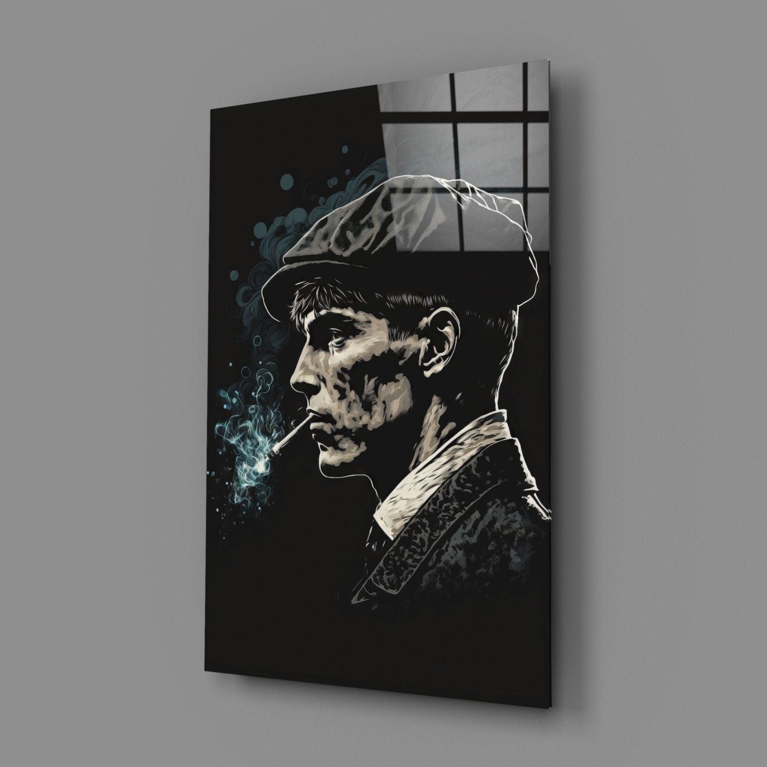 Newsboy Cap Gangster Glass Wall Art || Designer Collection
