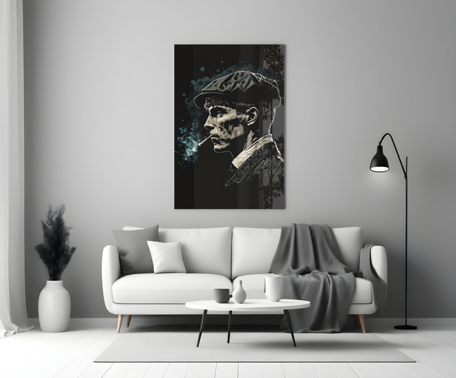 Newsboy Cap Gangster Glass Wall Art || Designer Collection