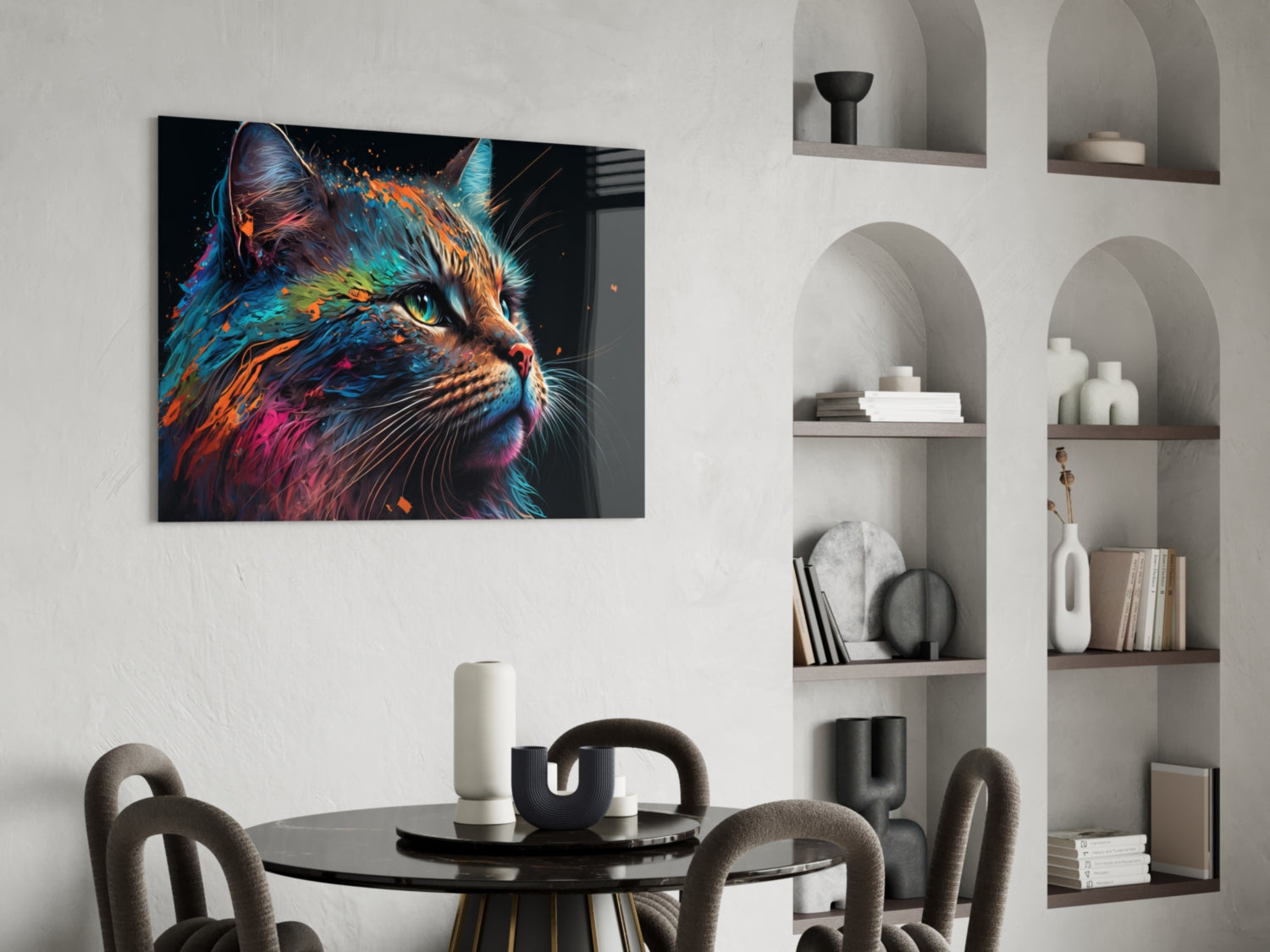 Colorful Cat Glass Wall Art || Designers Collection