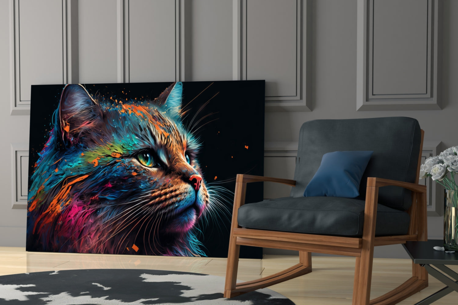 Colorful Cat Glass Wall Art || Designers Collection