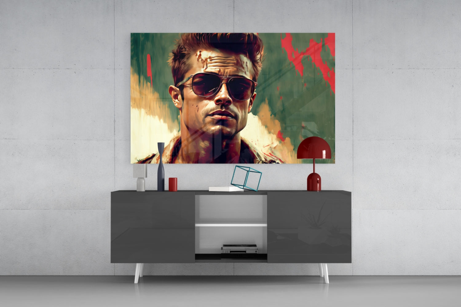 Red Leather Jacket Anarchist Glass Wall Art || Designer Collection