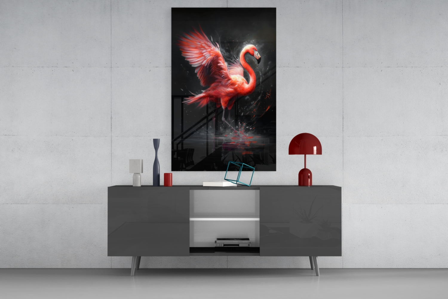 Flamingo Glass Wall Art || Designer Collection
