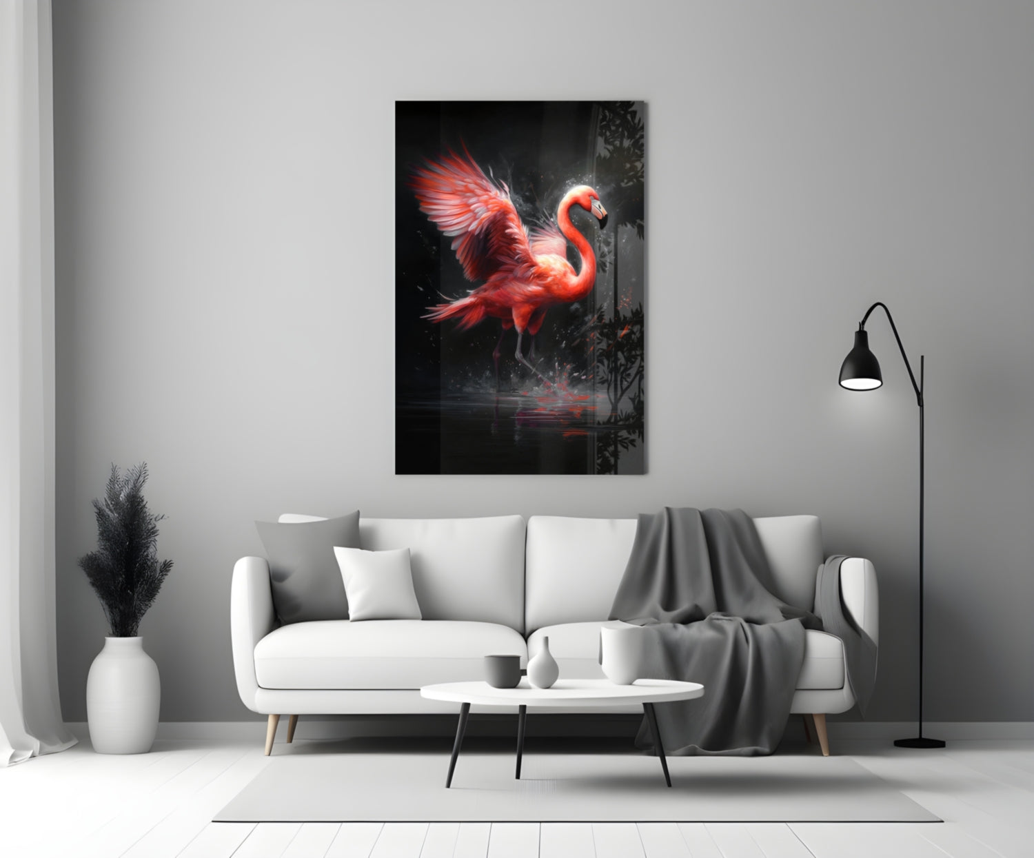 Flamingo Glass Wall Art || Designer Collection