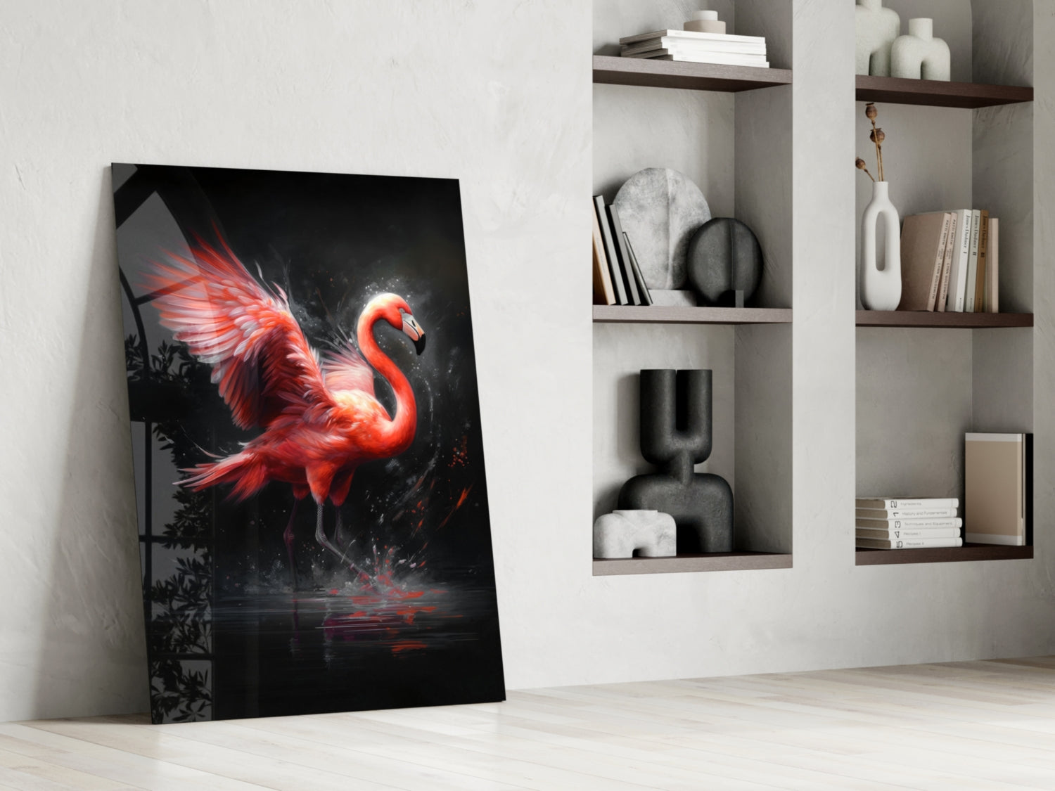 Flamingo Glass Wall Art || Designer Collection