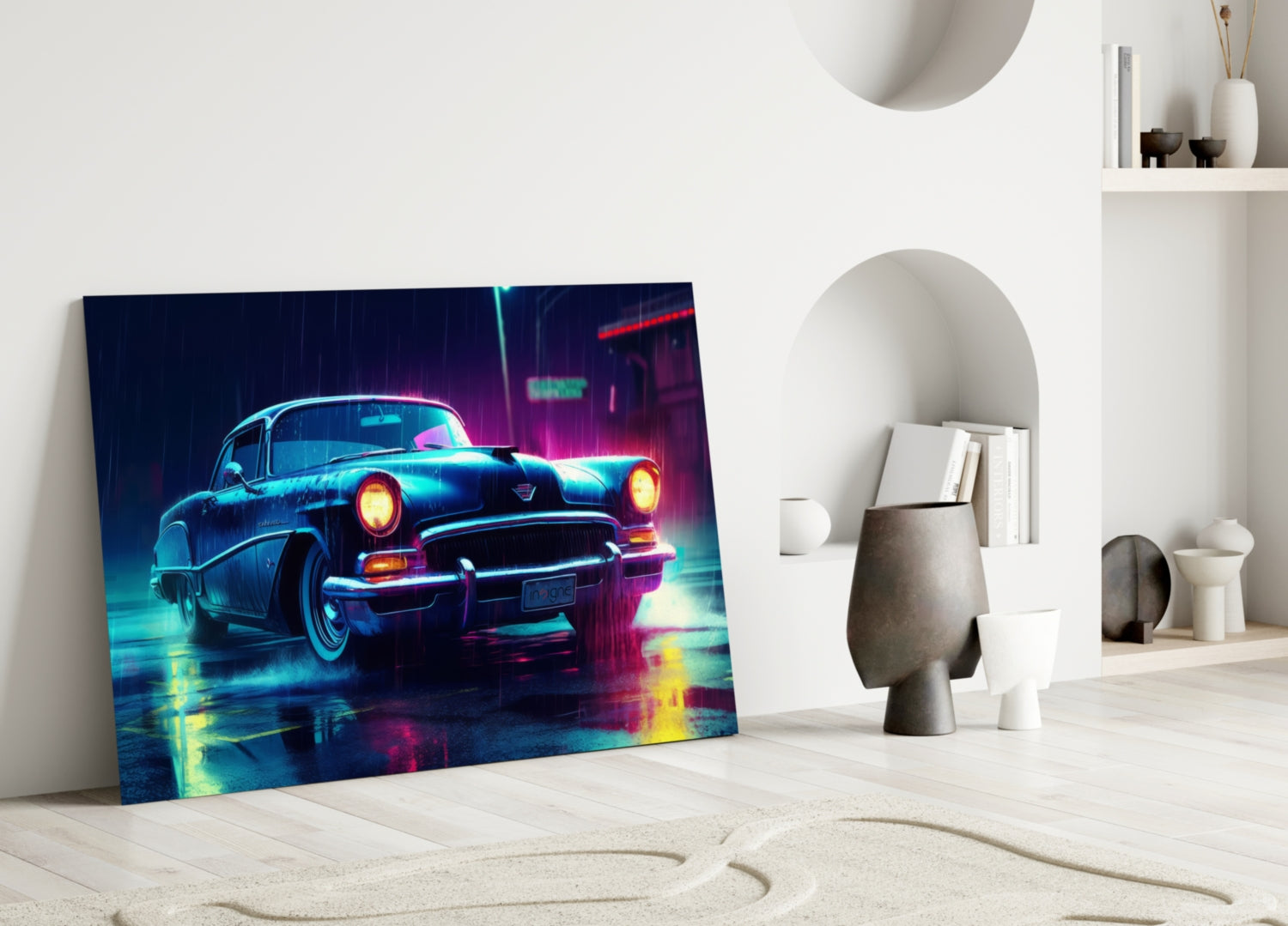 Vintage American Cruiser Glass Wall Art || Designer Collection