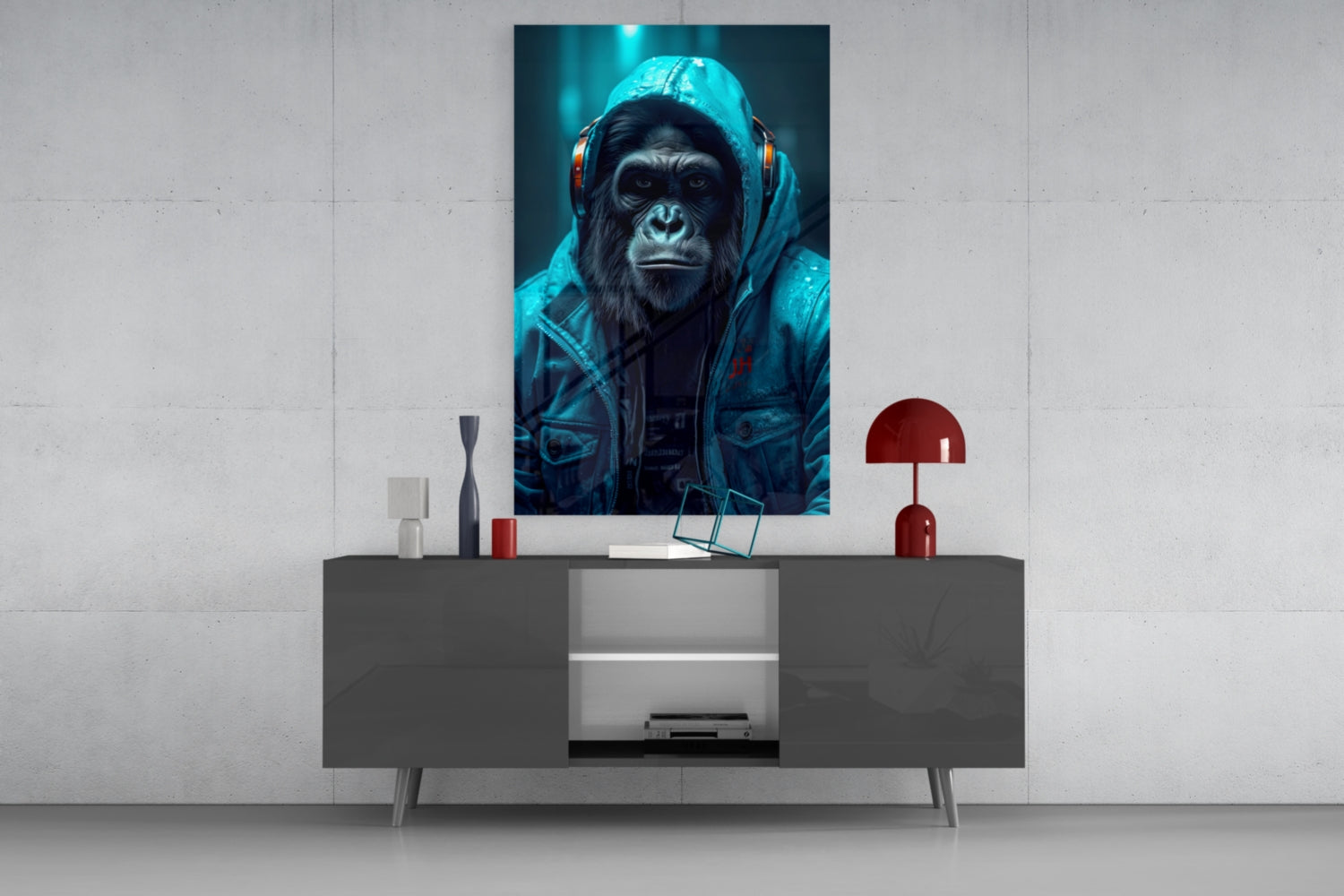 Music and the Ape Glass Wall Art || Designer Collection