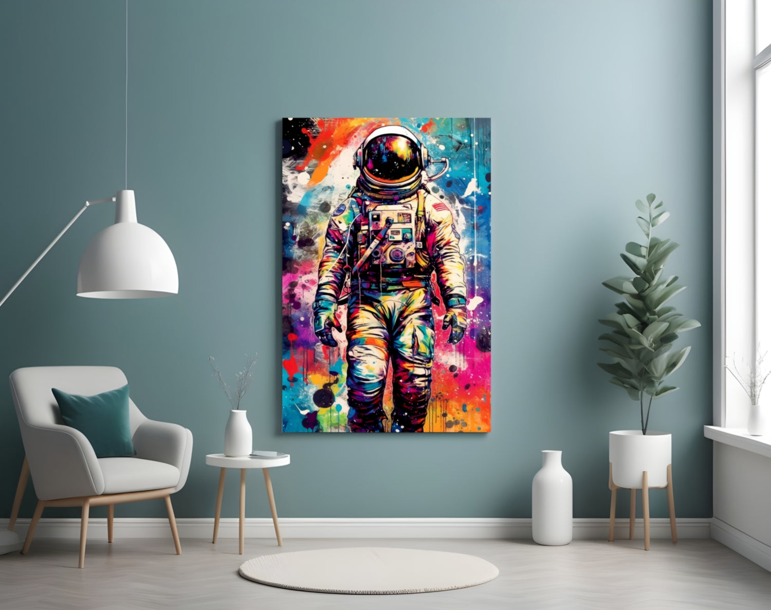 Pop Art Splash Astronaut Glass Wall Art