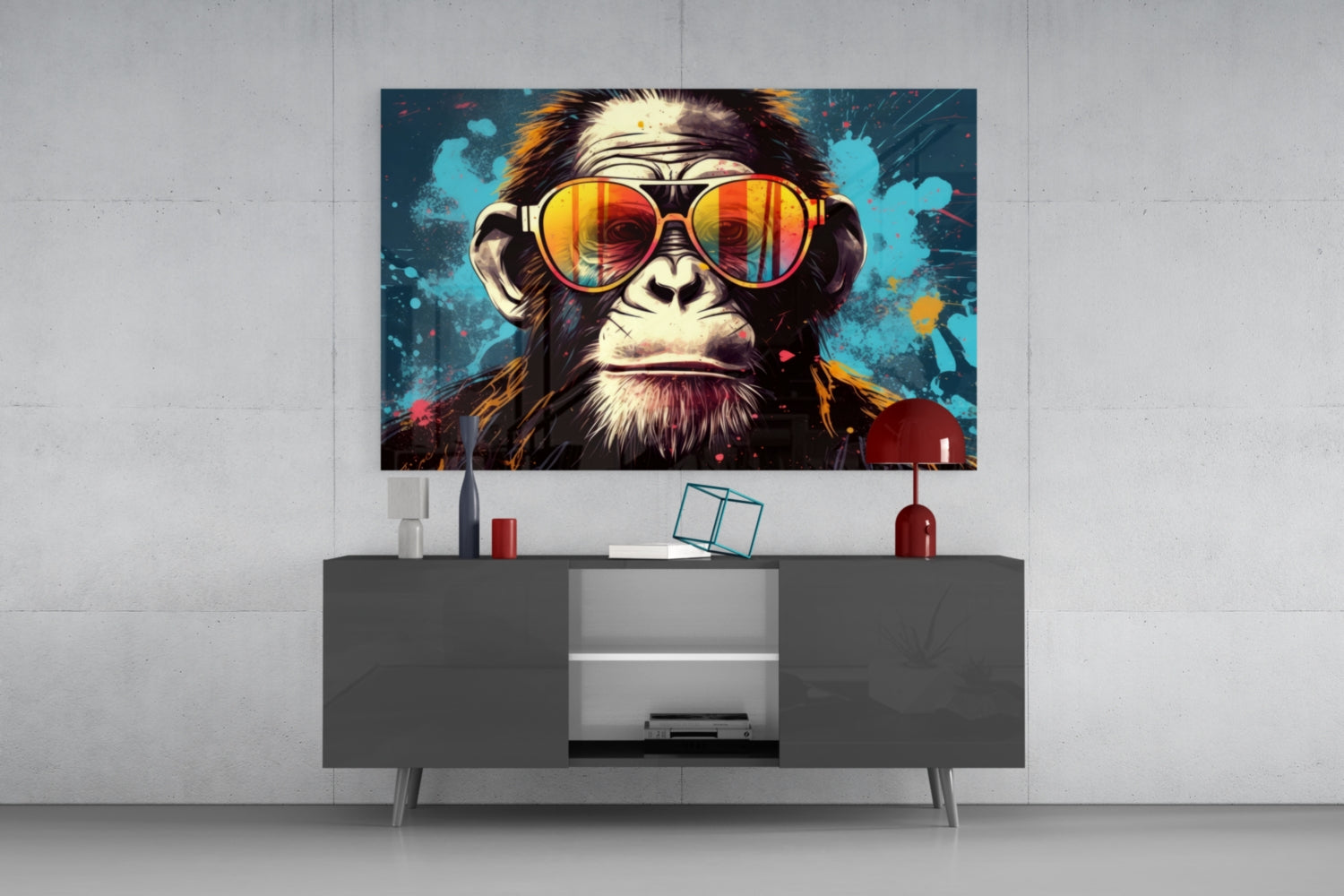 Fire Lens Aviators Grumpy Ape Glass Wall Art