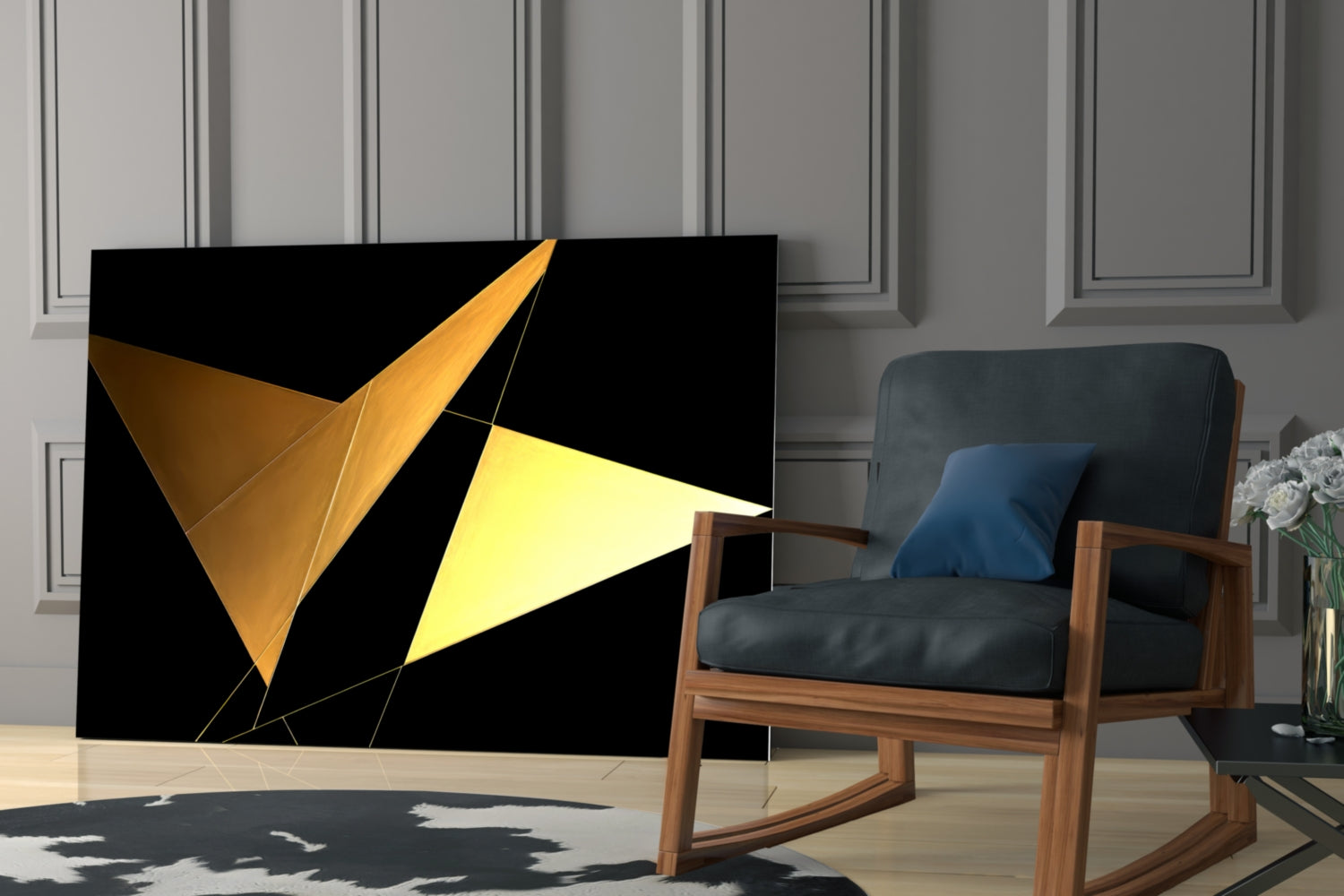 Yellow Wings Glass Wall Art|| Designer&
